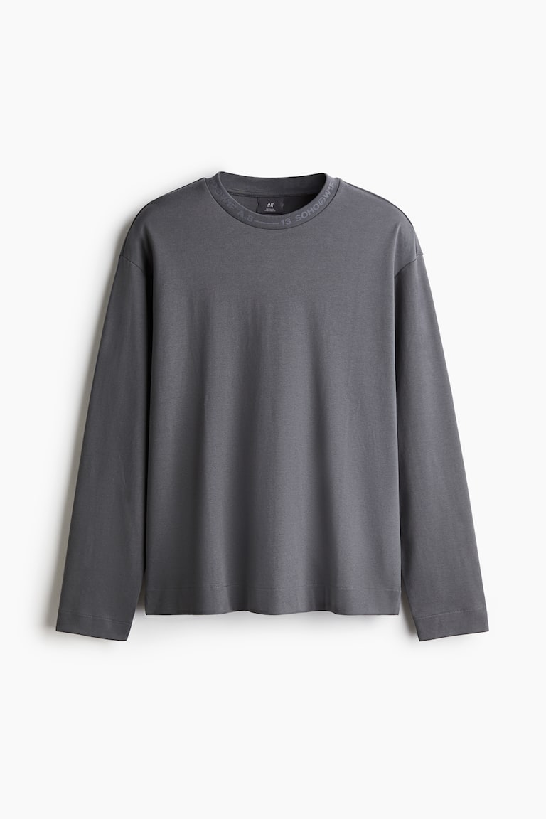 Loose Fit Long-Sleeved Jersey Shirt Dark gray Men H&M US