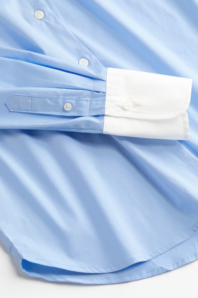Cotton-blend shirt - Light blue/White/White/White/Blue striped - 4