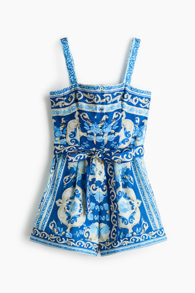 Tie-Belt Romper - Blue/patterned/Black/patterned - 1