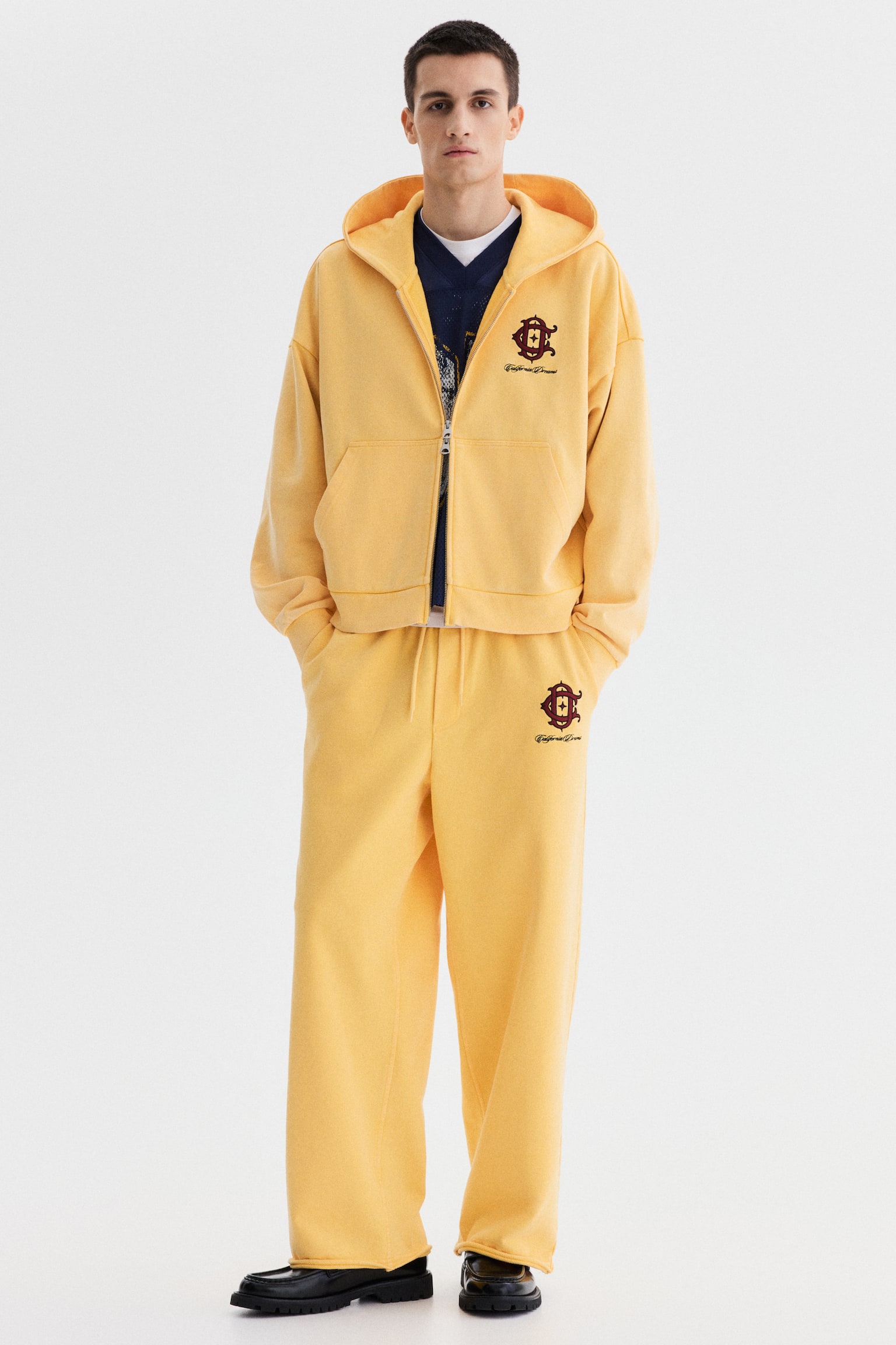 Kastige Hoodiejacke in Oversized Fit - Gelb/California dreams/Mattgrau/95 - 5