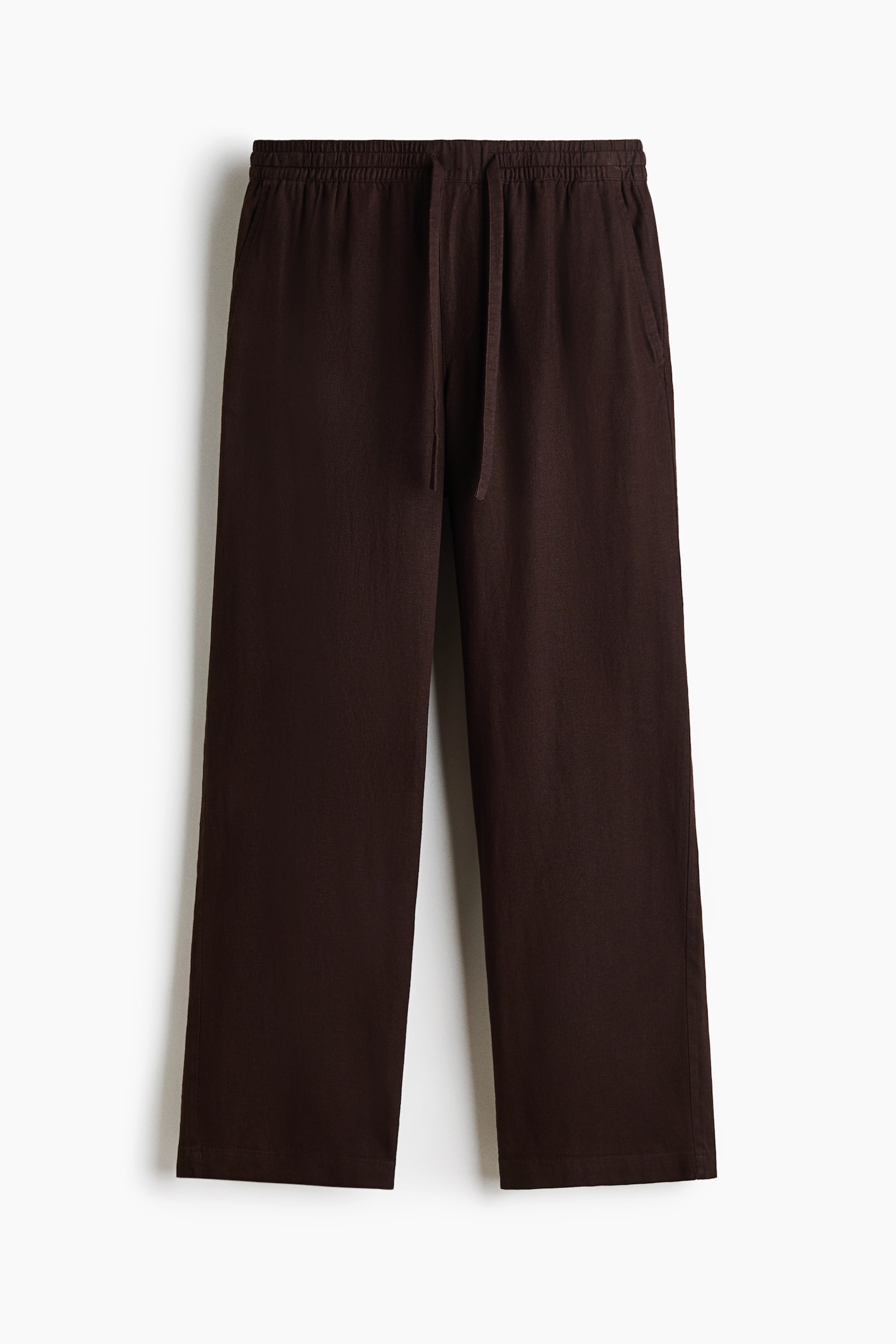 Мужские брюки H&M Relaxed-Fit Linen-Blend, цвет: Тёмный коричневый — фото 1