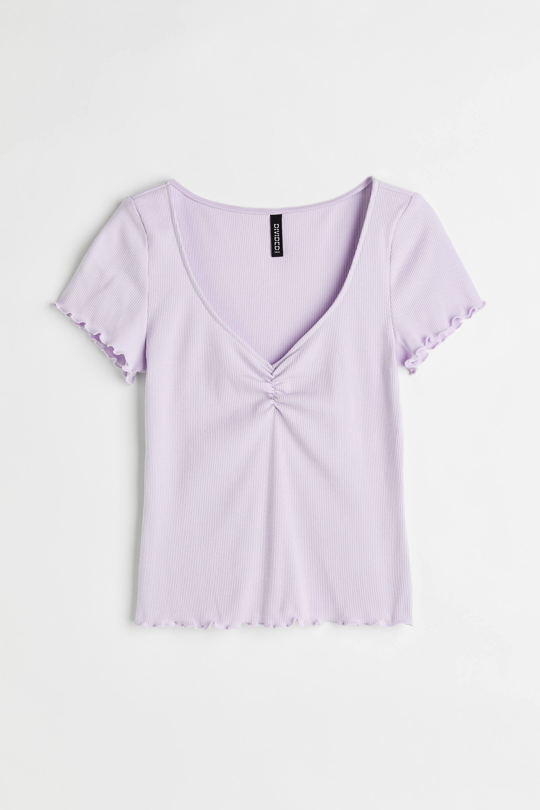 Agrandir l'image: Top côtelé - Violet clair - FEMME | H&M FR 1