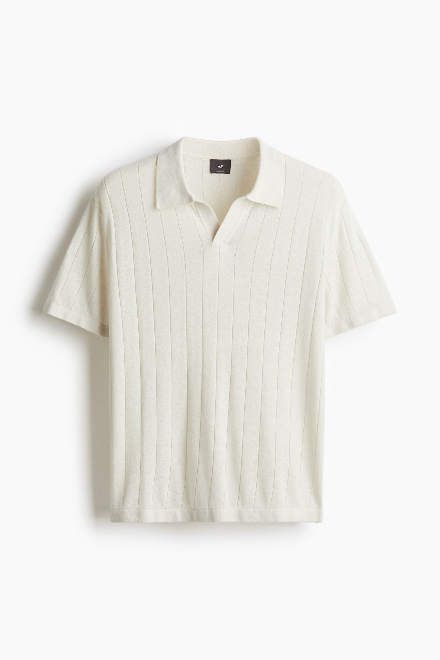 Regular Fit Rib-knit polo shirt - White/Beige/Navy blue - 2