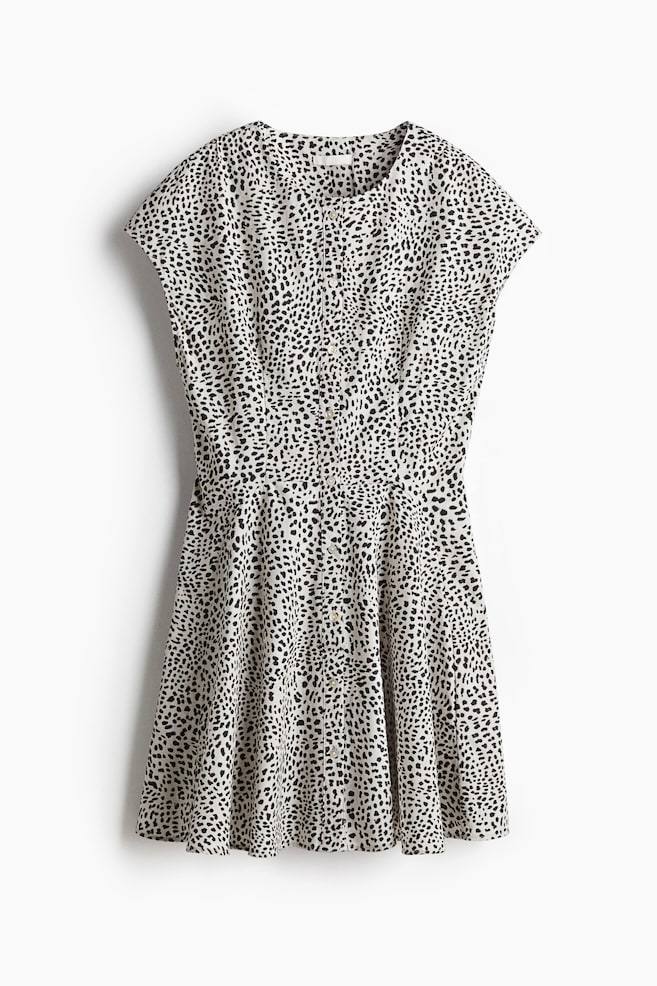 Button-front cotton dress - White/Leopard print/Black/White/Patterned - 1