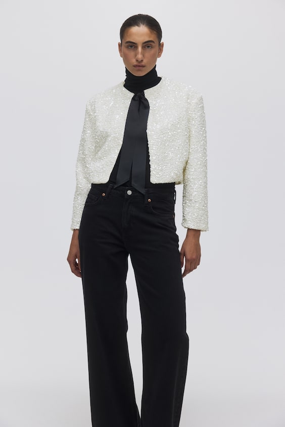 Tie-detail sequined jacket - Krmov