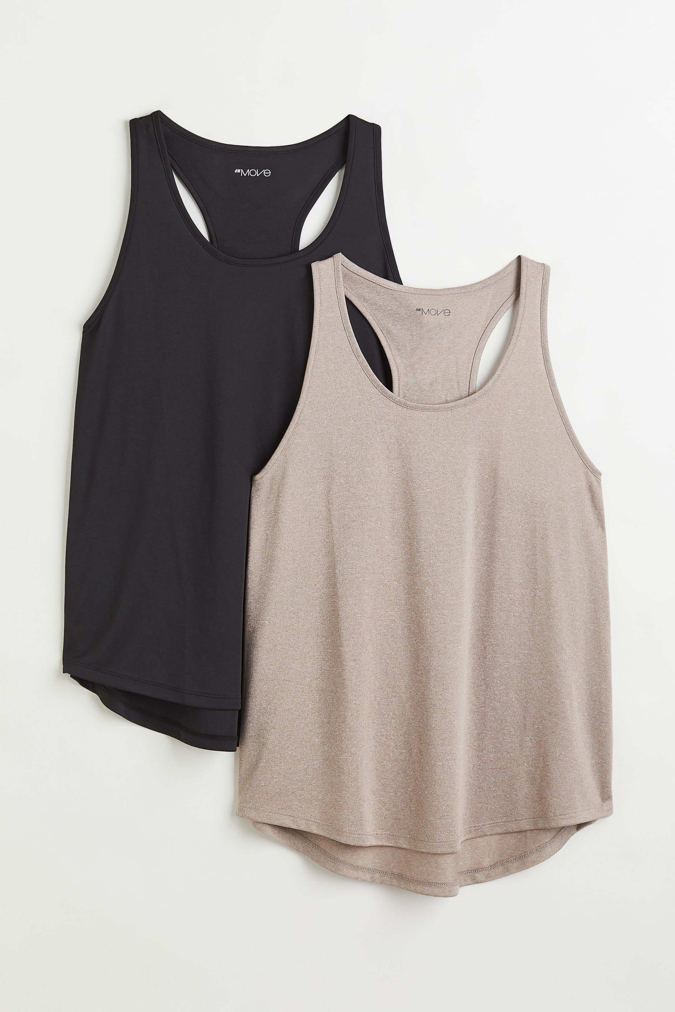 Visa större bild: 2-pack träningslinne - Svart/Ljus gråbeige - DAM | H&M SE 1