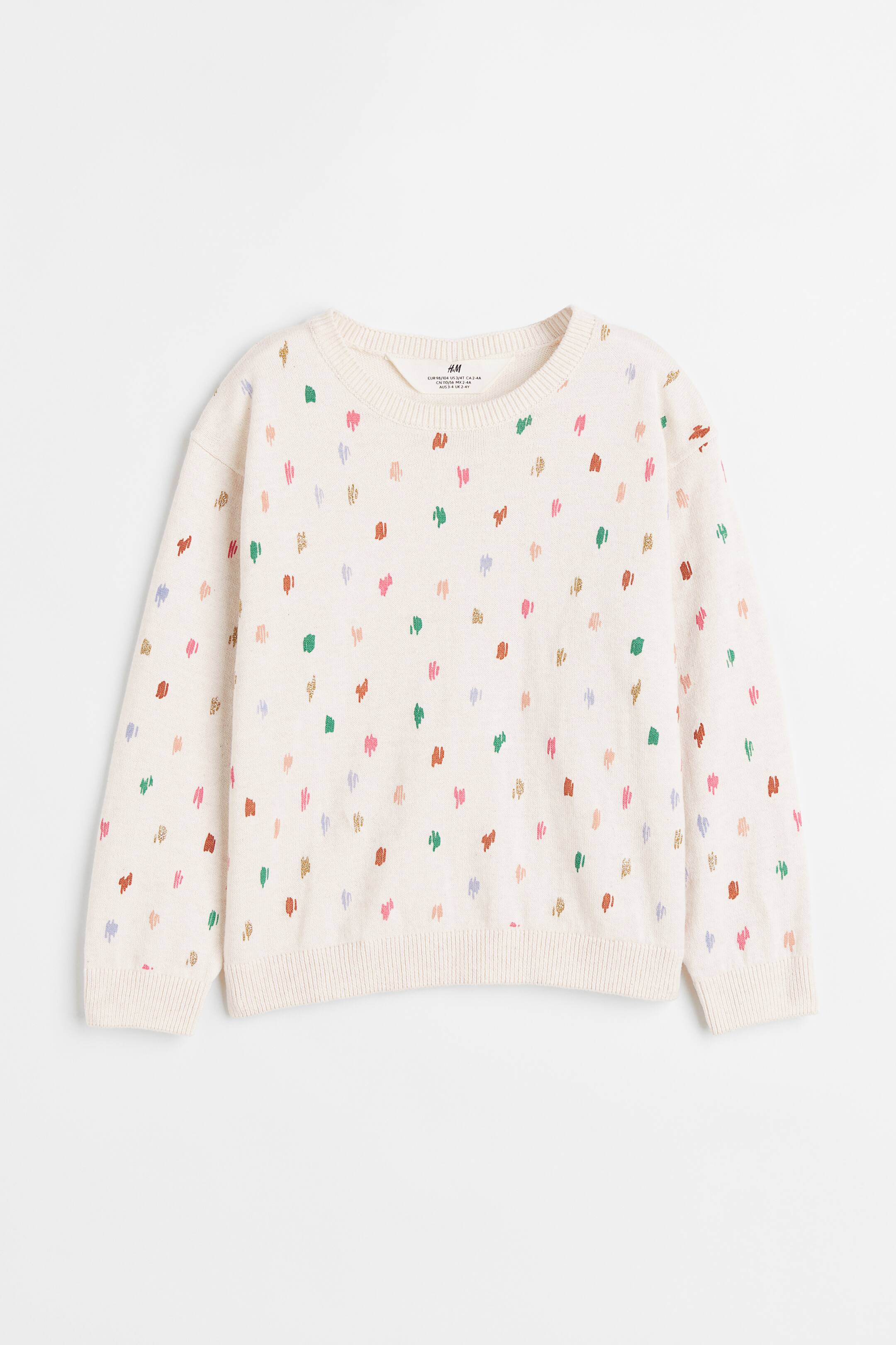 Xem ảnh lớn hơn: Áo chui đầu cotton dệt kim mịn - Màu kem/Hoa văn - Kids | H&M VN 1