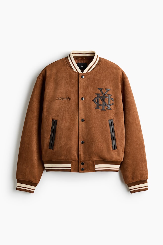 Baseballjacke - Hellbraun/NYC/Weinrot/NYC - 1