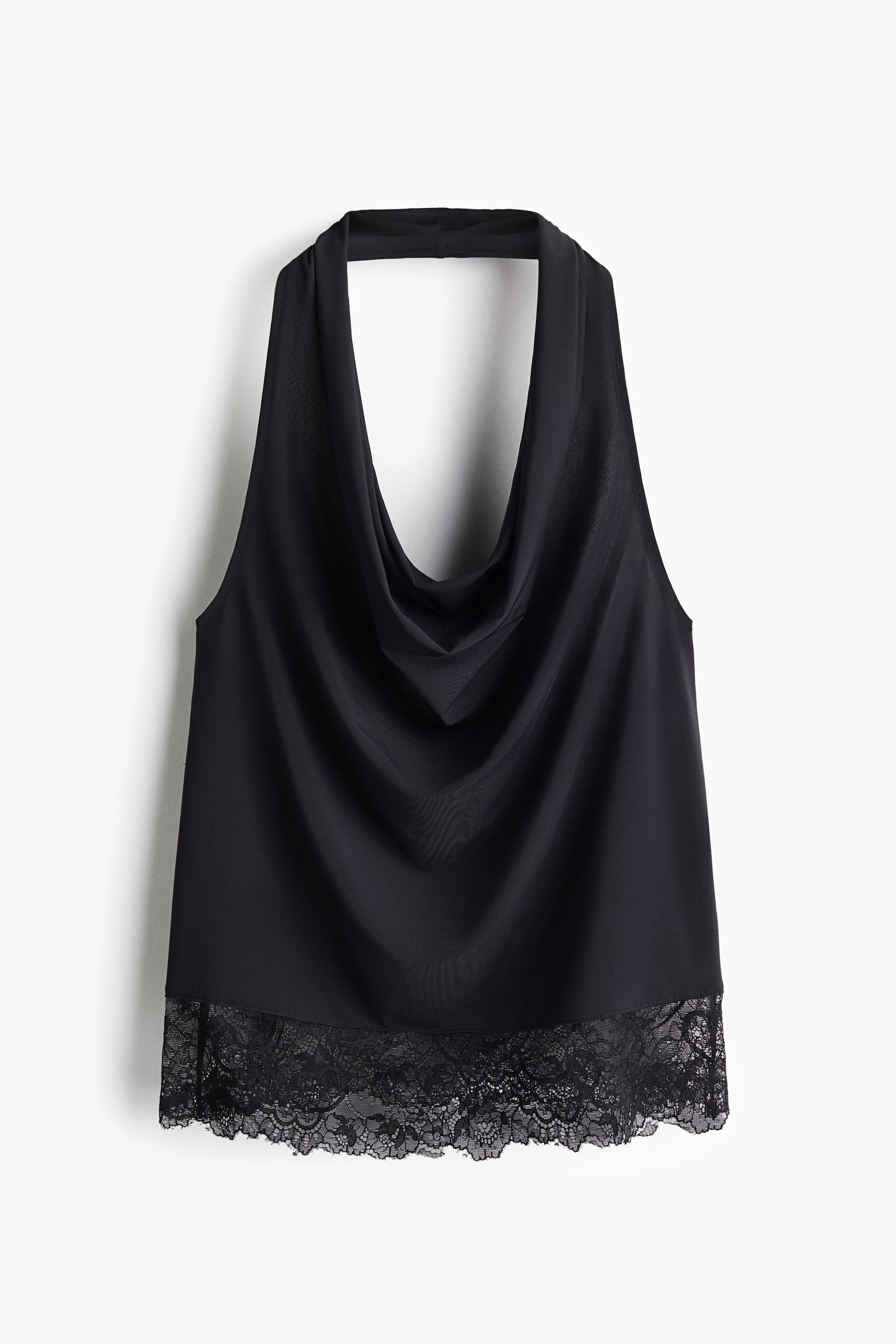 View larger image: Lace-trimmed halterneck top - Black - Ladies | H&M 1