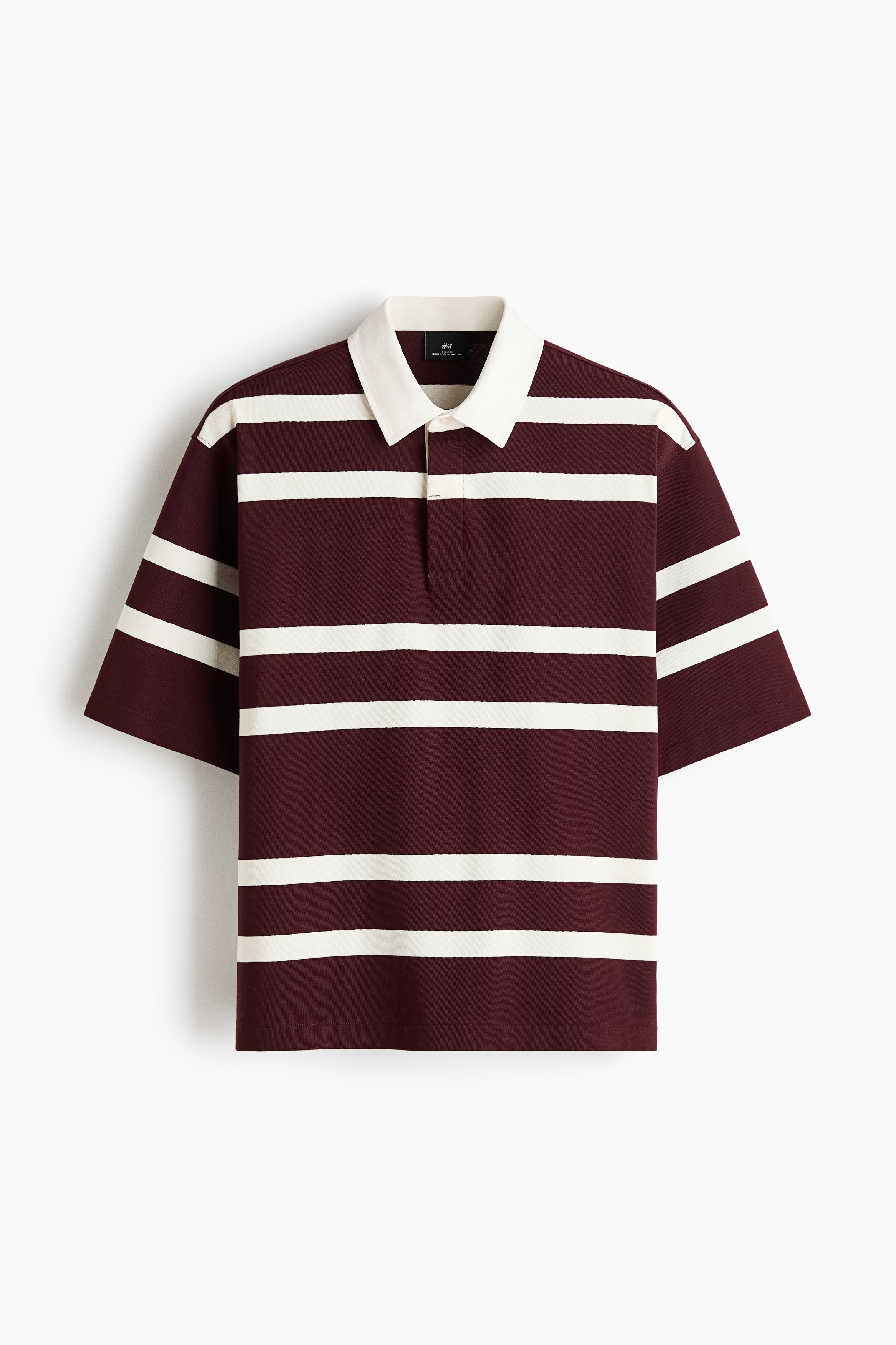 Áo polo vải cotton Loose Fit - Màu đỏ rượu/Kẻ/Màu xanh dương đậm/Kẻ