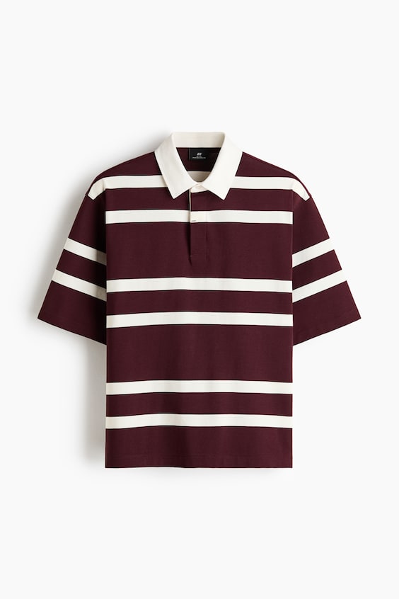 Мужские рубашки H&M Loose-Fit Cotton Rugby Shirt