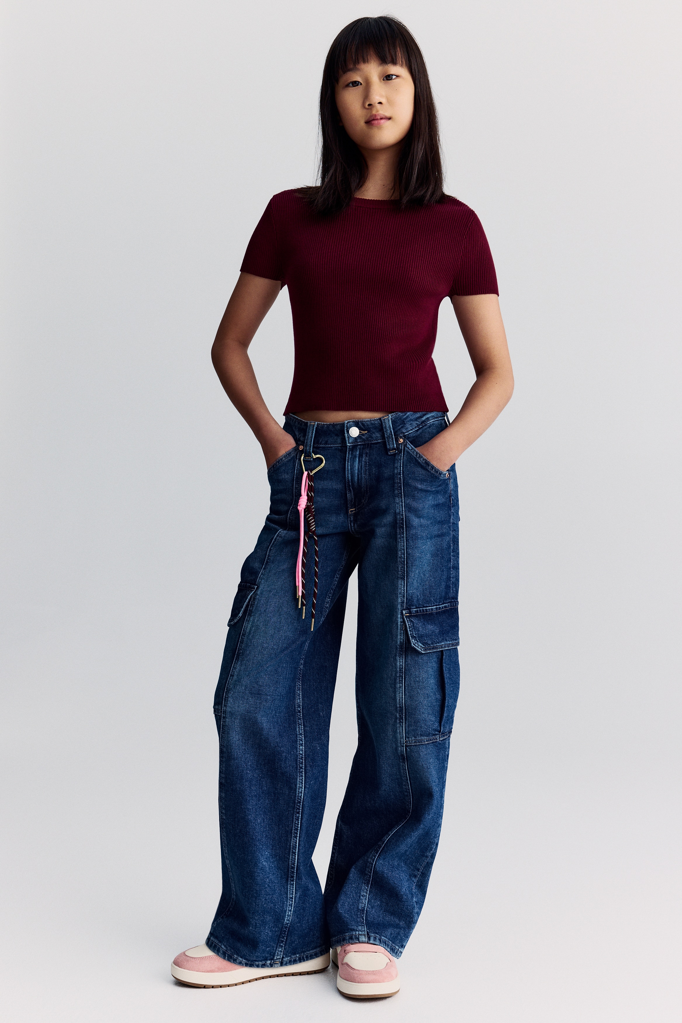 Wide Leg Cargo Jeans - Denim blue - Kids | H&M US