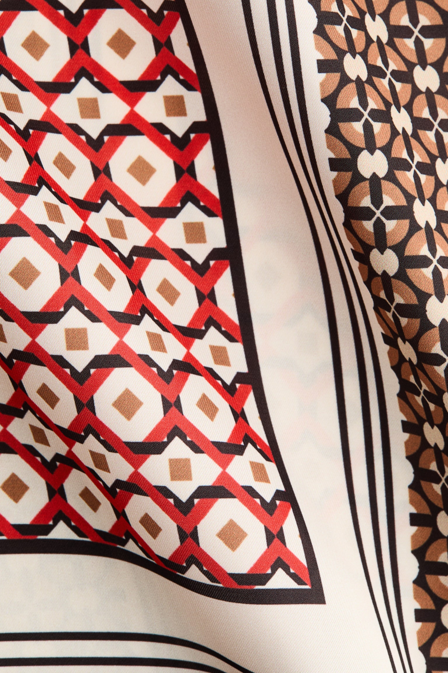 Asymmetrisk nederdel i satin - Marineblå/Mønstret - 4