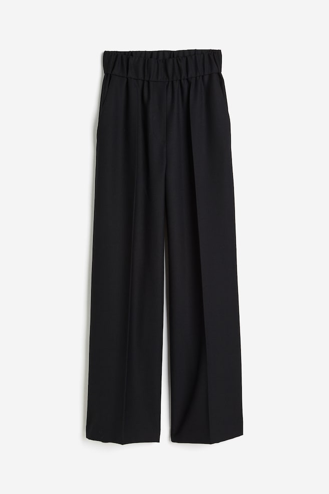 Wide wool trousers - Black/Dark grey - 2