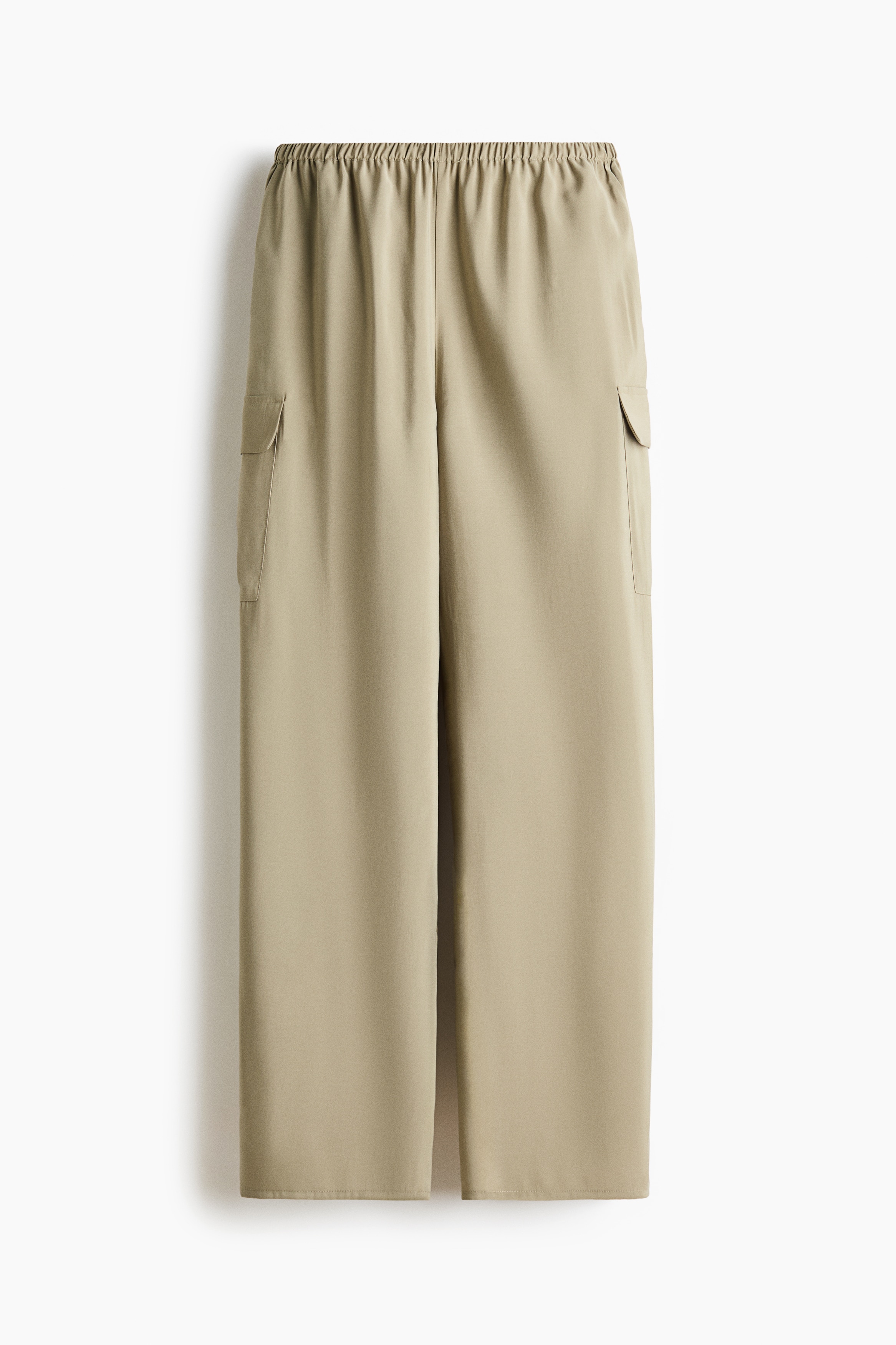 Viscose-blend pull-on trousers - Light khaki green/Dark grey