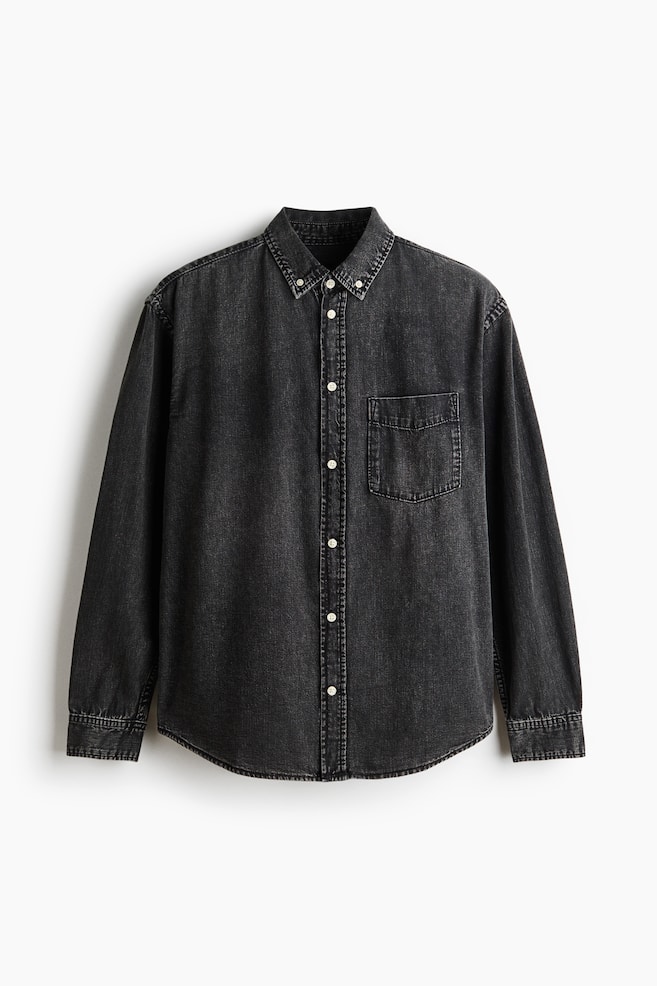 Jeanshemd in Regular Fit - Denimschwarz/Dunkles Denimblau - 1