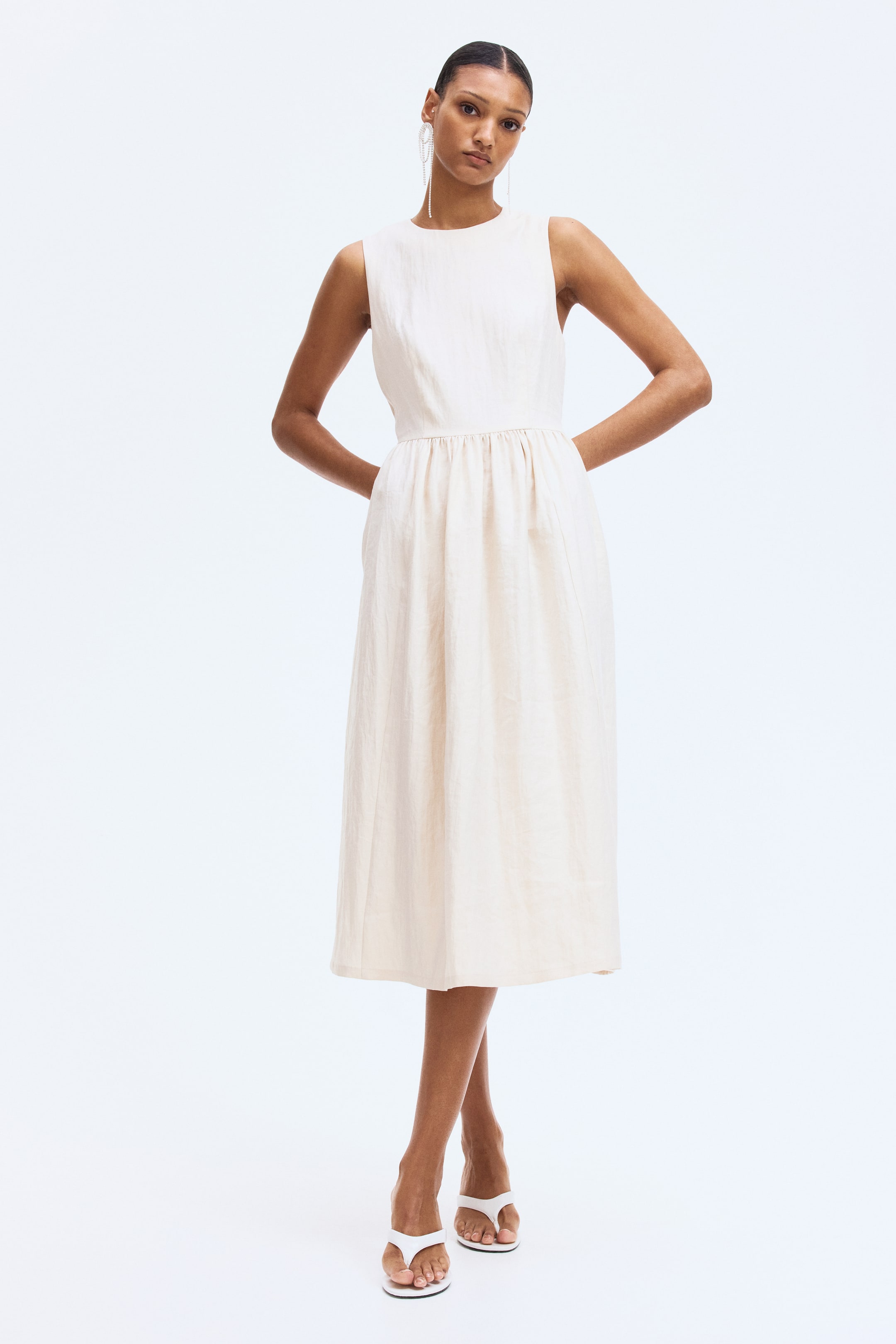 View larger image: Sleeveless twill dress - Light beige - Ladies | H&M IN 2