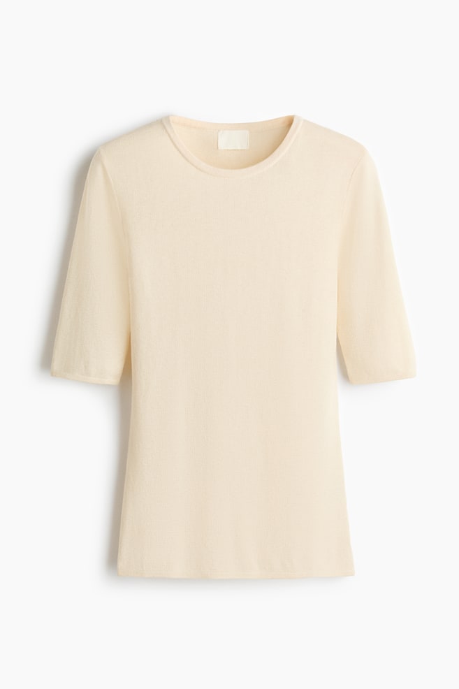 Rib-Knit T-Shirt - Cream - 1