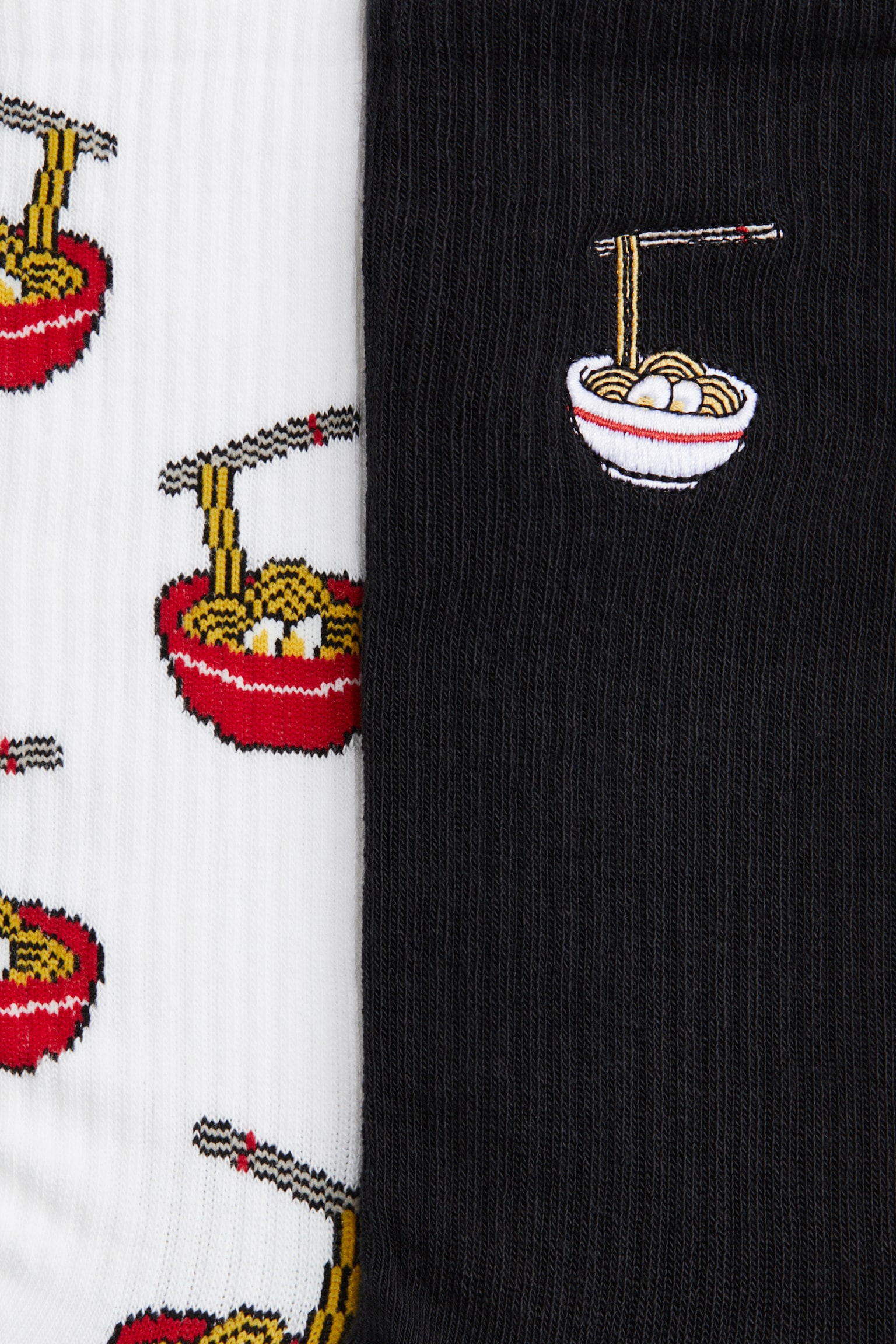 2-pack Motif-detail socks - Black/Noodle soup/White/Chilies/White/Pizza - 2