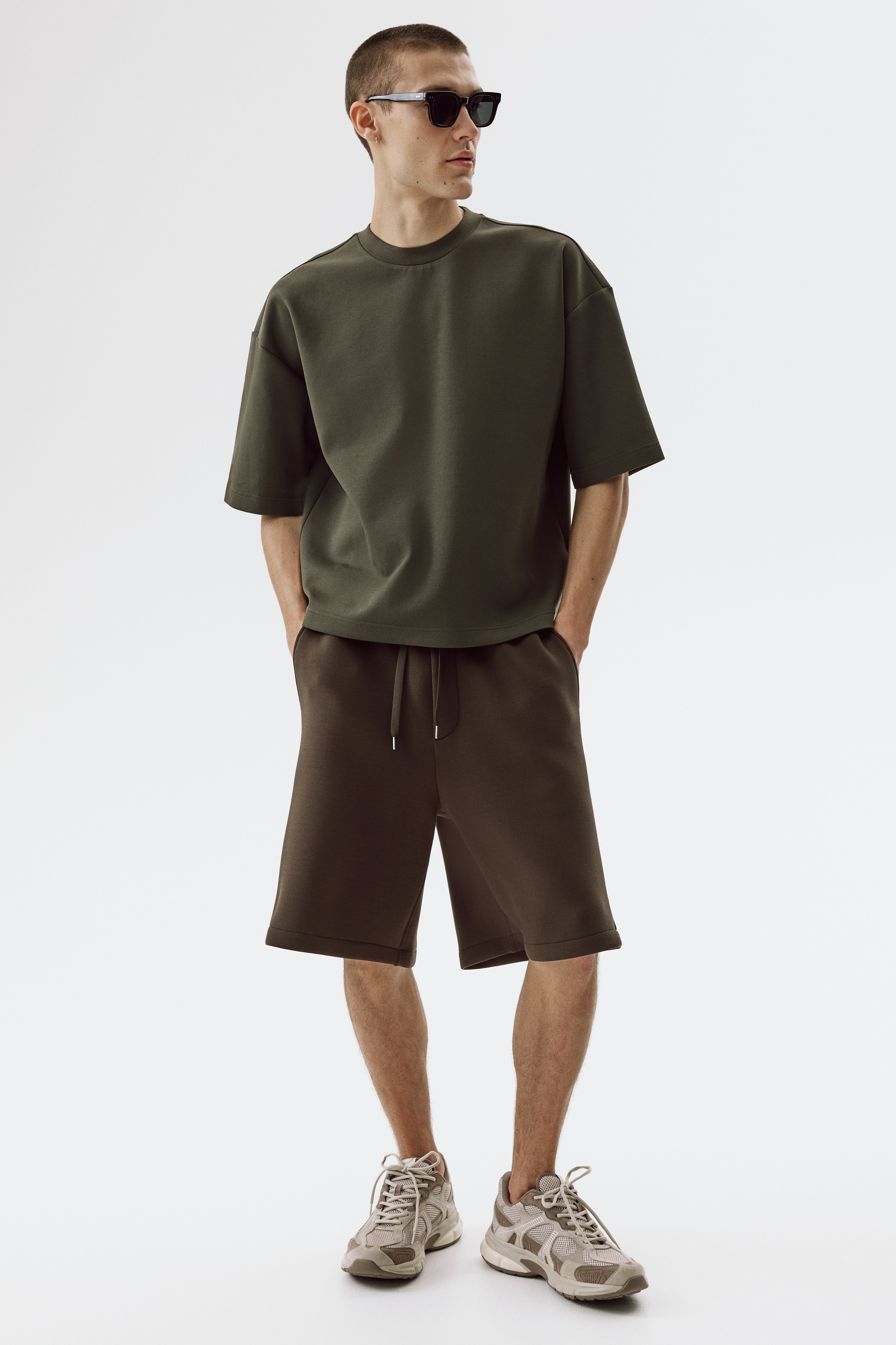 Scubashorts in Relaxed Fit - Dunkles Khakigrün/Hellgraumeliert/Cremefarben/Helles Mattgrün