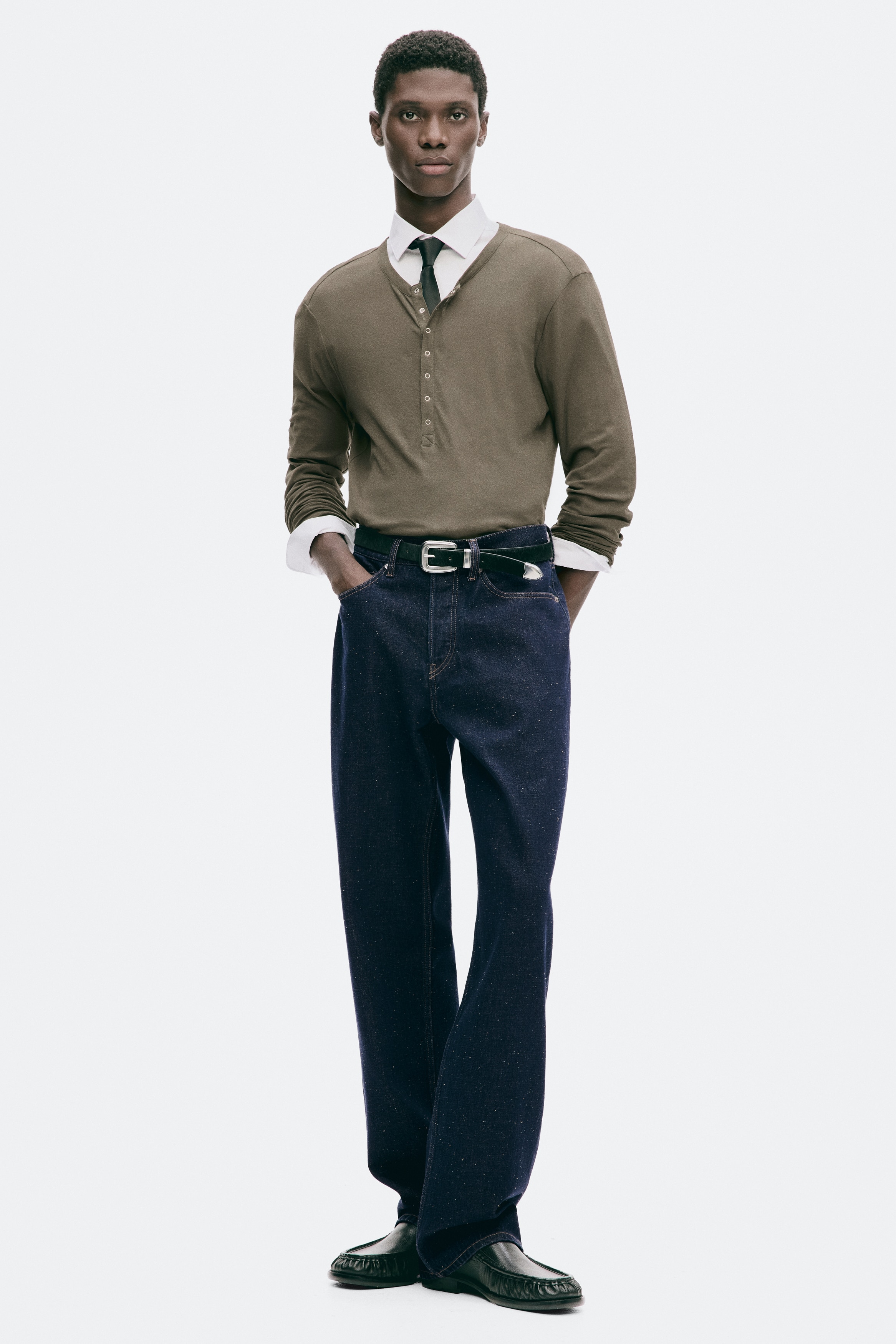 Regular Jeans - Blu denim scuro/Bianco denim