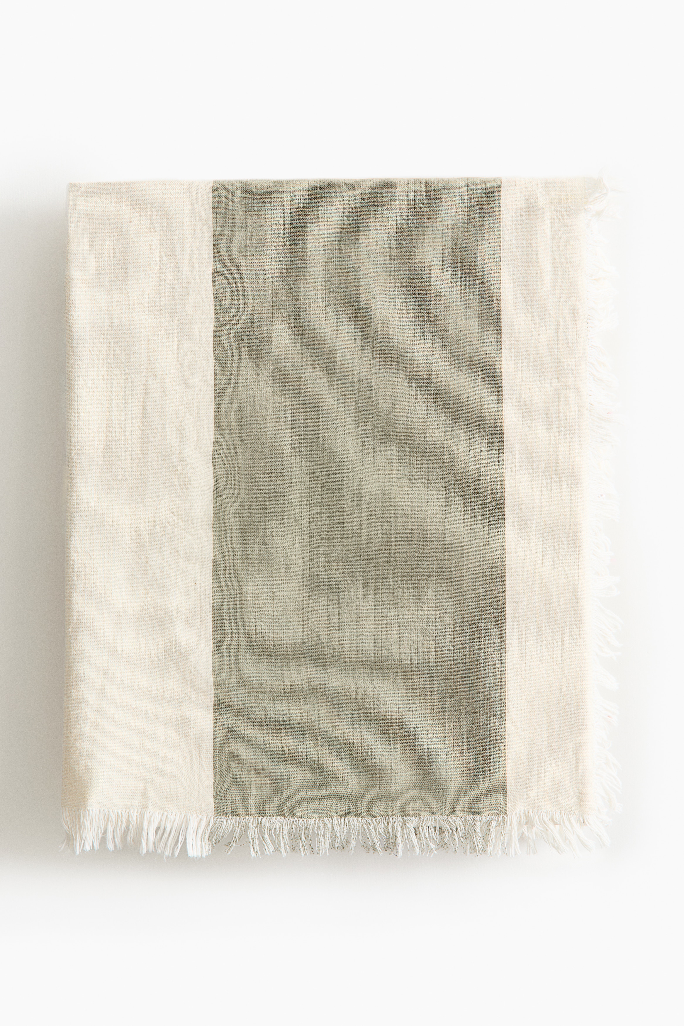 Cubrecama de algodón con diseño de rayas - Verde caqui claro/Crema/Beige/Crema/Rosa/Crema