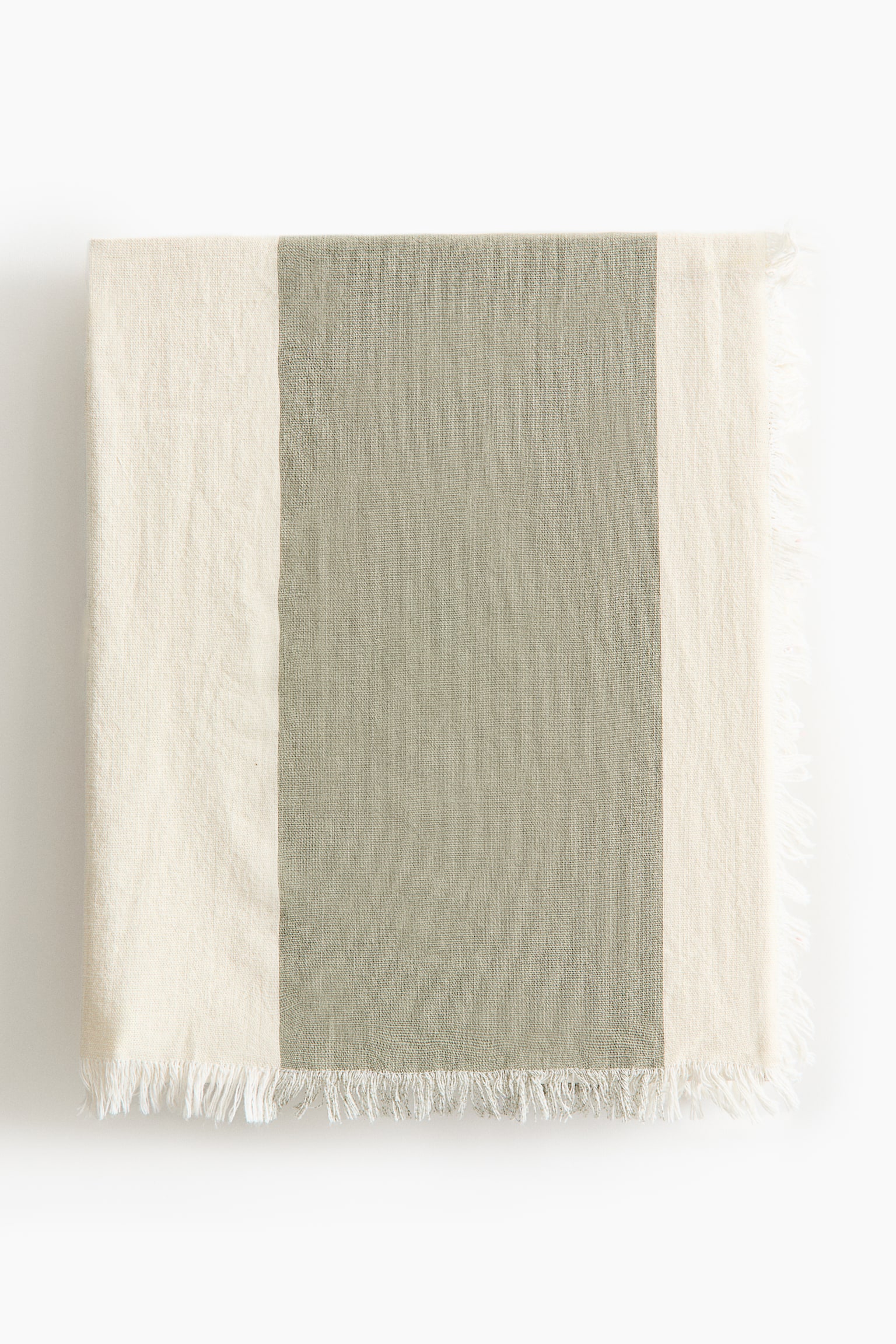 스트라이프 코튼 베드 스프레드 - Light khaki green/Cream/베이지/크림/핑크/크림