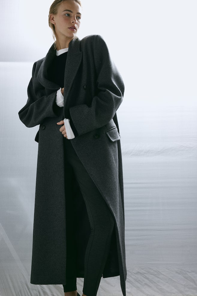 Wool-blend coat - Dark grey/Black - 1