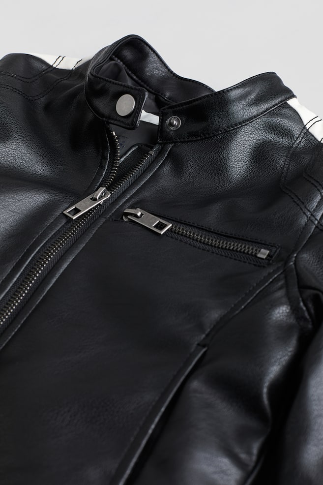 Biker jacket - Black/White - 3