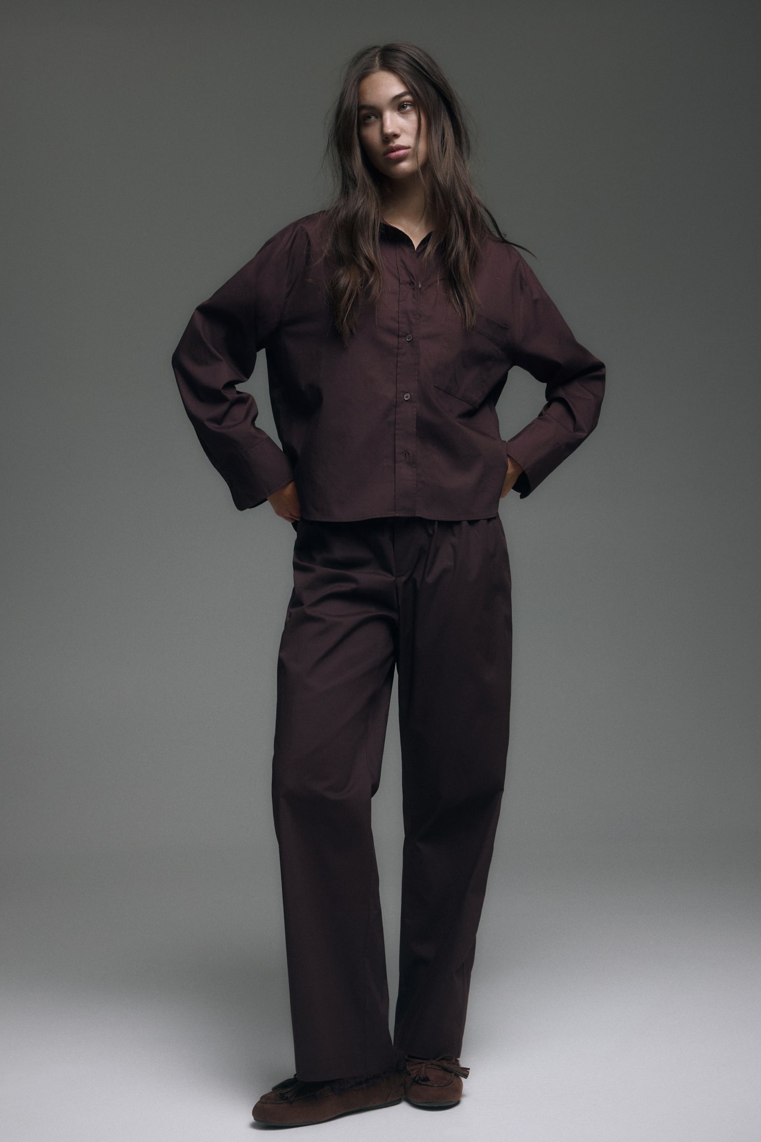 Natsæt i bomuld - Mørk chokoladebrun/Blå - 6