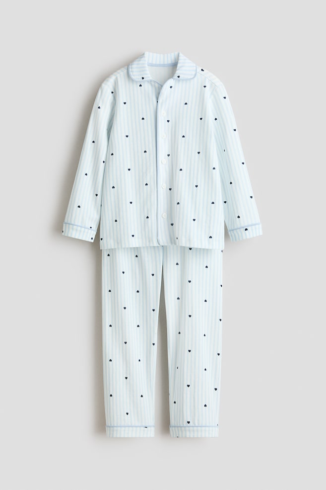 Patterned jersey pyjamas - Light blue/Hearts - 1