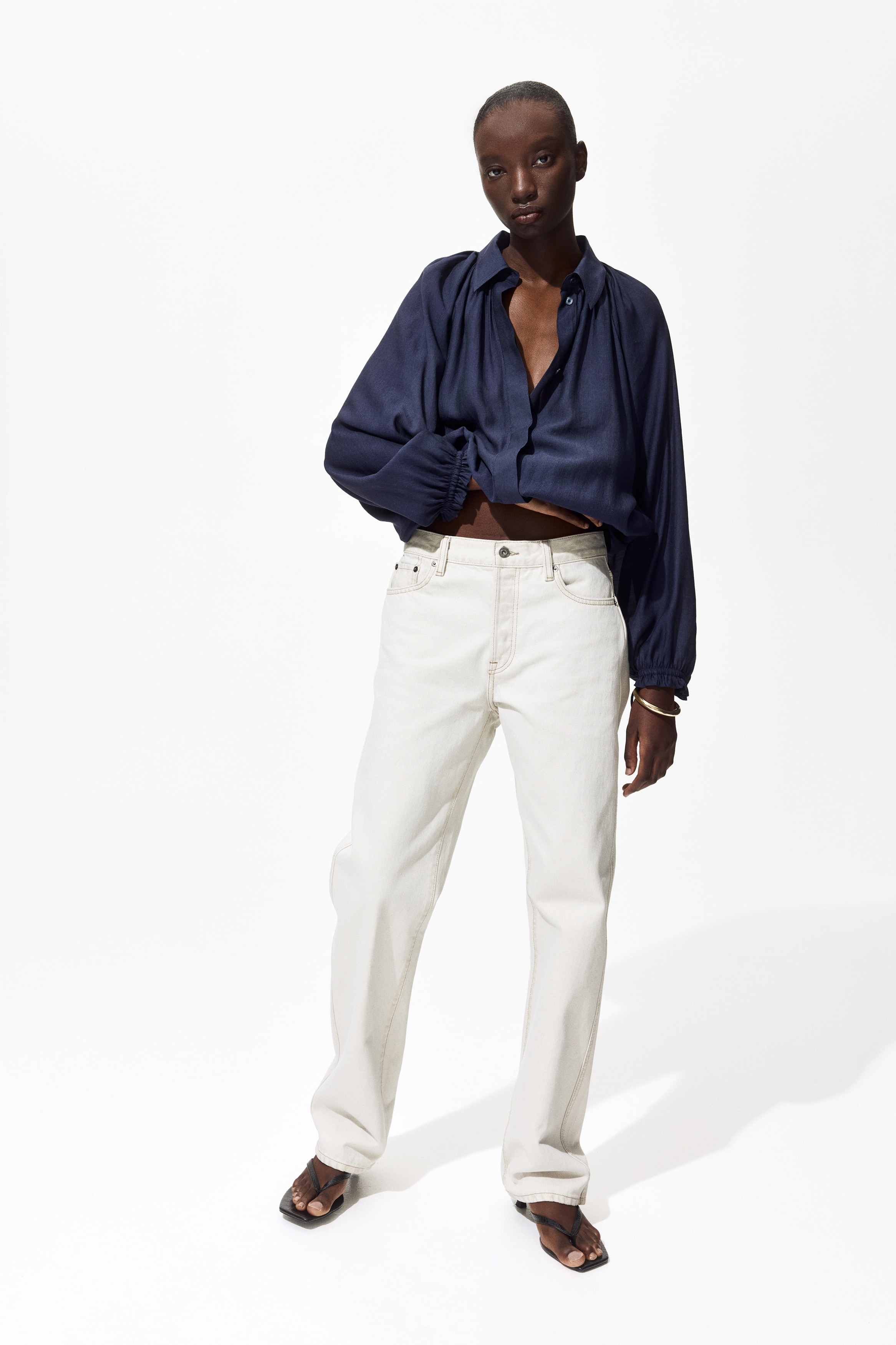Oversized drawstring-detail shirt