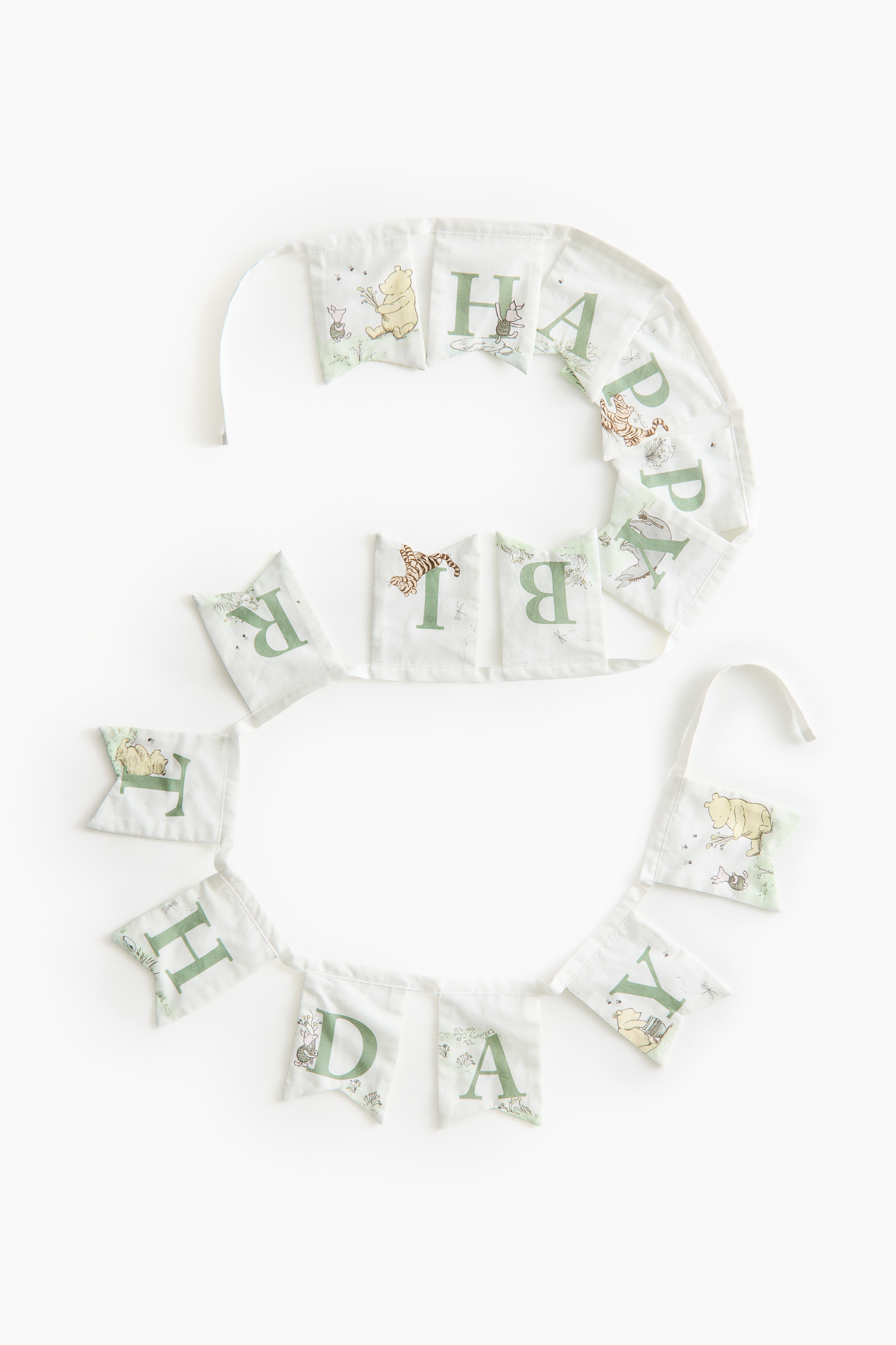 Printed Birthday Garland - Light green/Winnie the Pooh