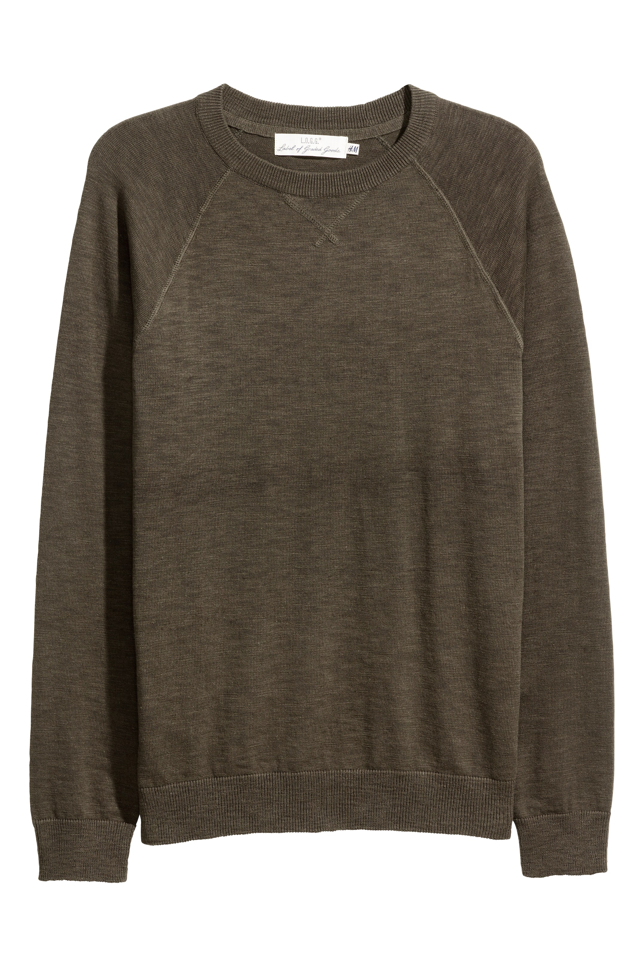 View larger image: Fine-knit cotton jumper - Dark khaki green - Men | H&M GB 1
