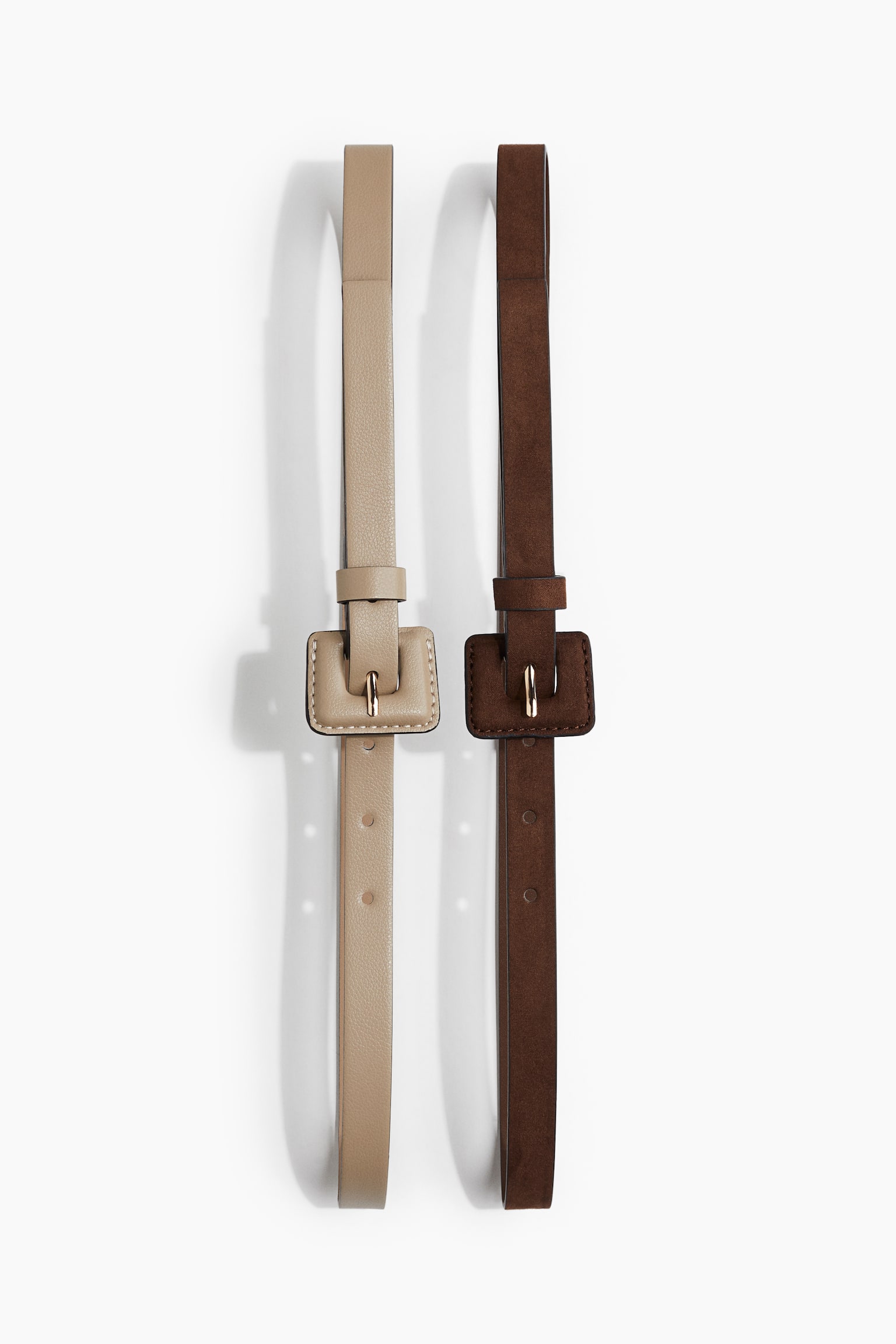 Женские ремни H&M 2-pack Belts, цвет: Коричневый / Бежевый — фото 1