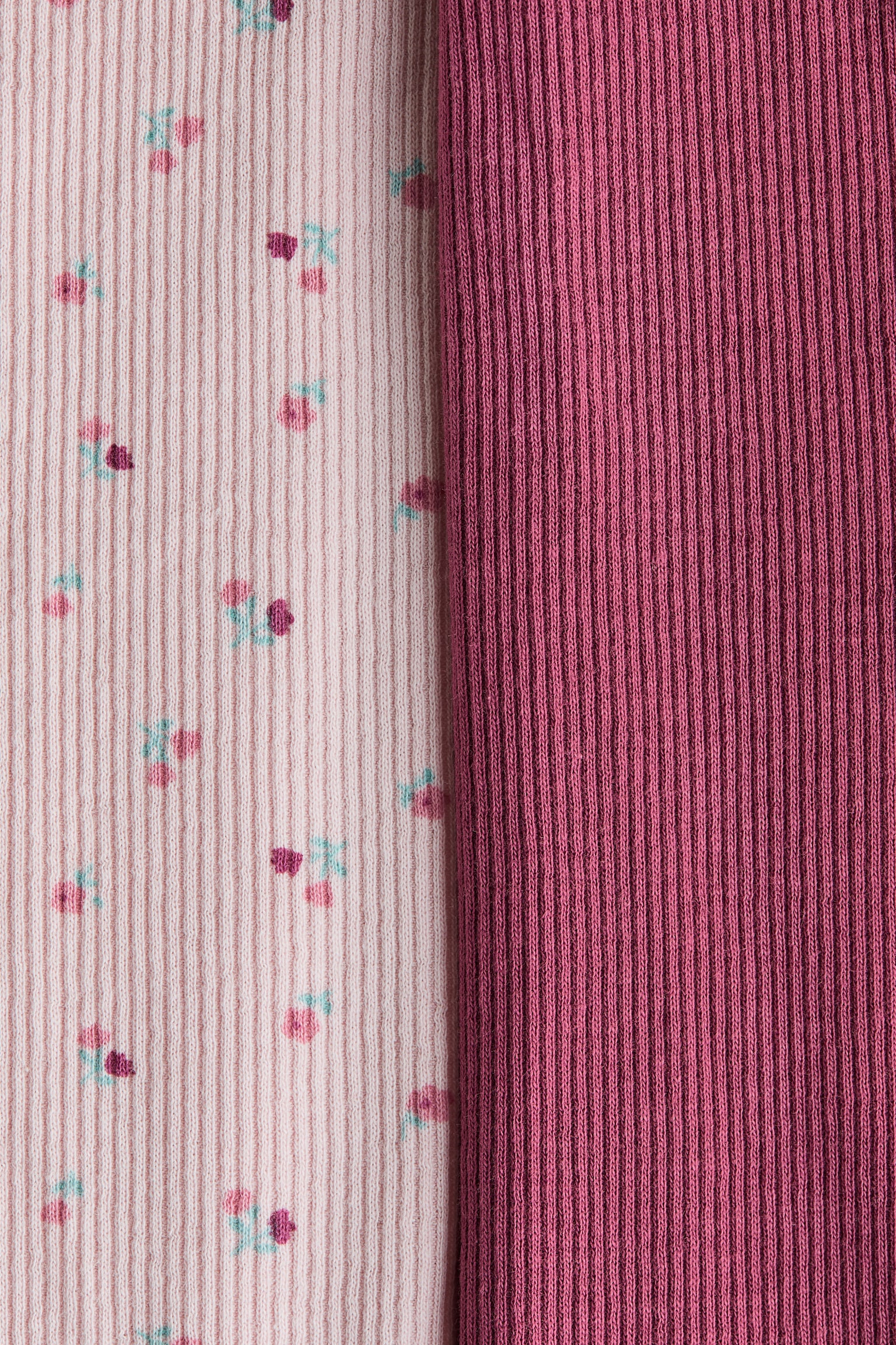 Детские леггинсы H&M 2-Pack Ribbed Cotton, цвет: Розовый / С принтом — фото 2