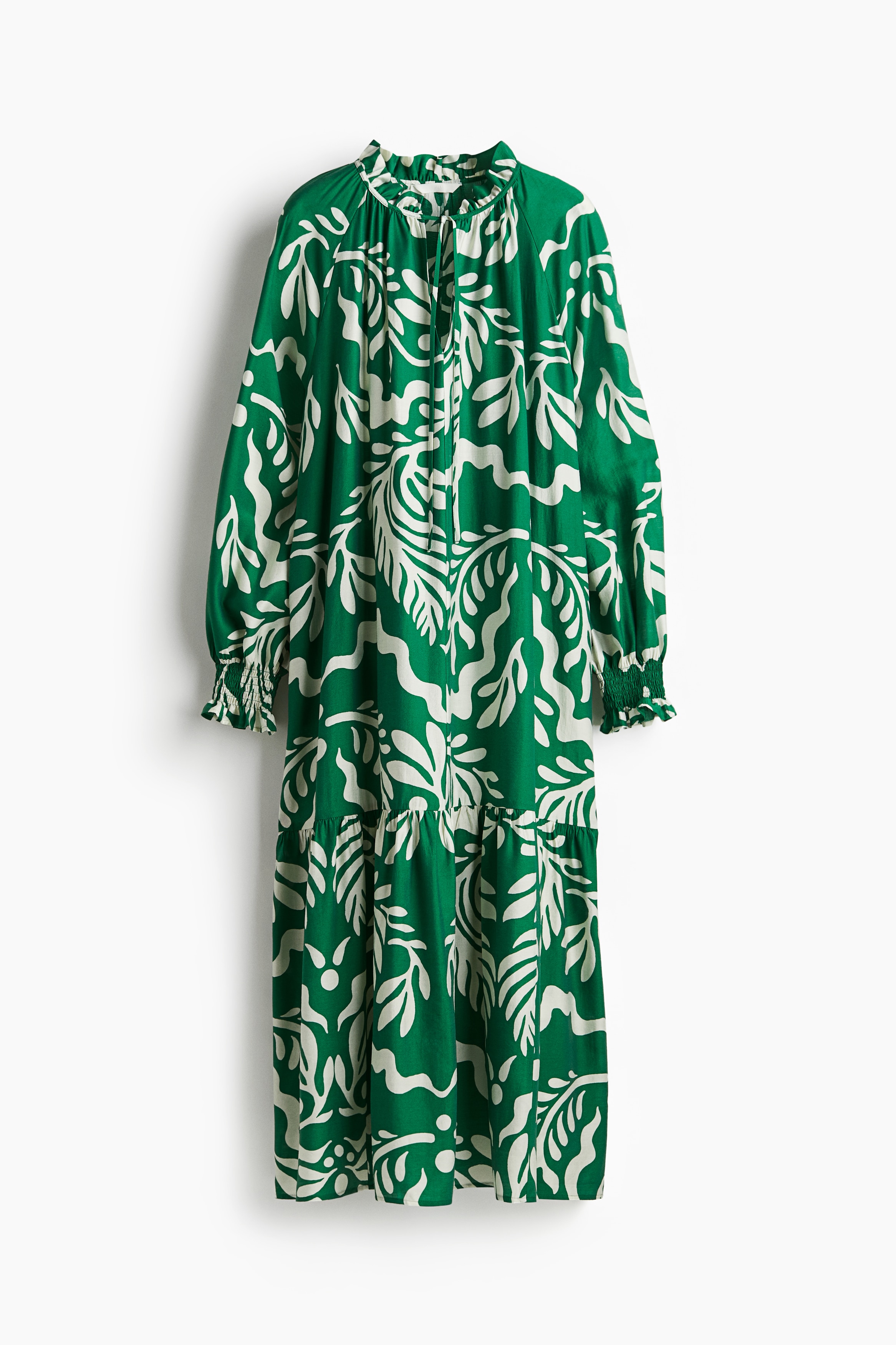 Ruffle-Collar Dress - Green/cream patterned/White/blue patterned/White/navy blue patterned