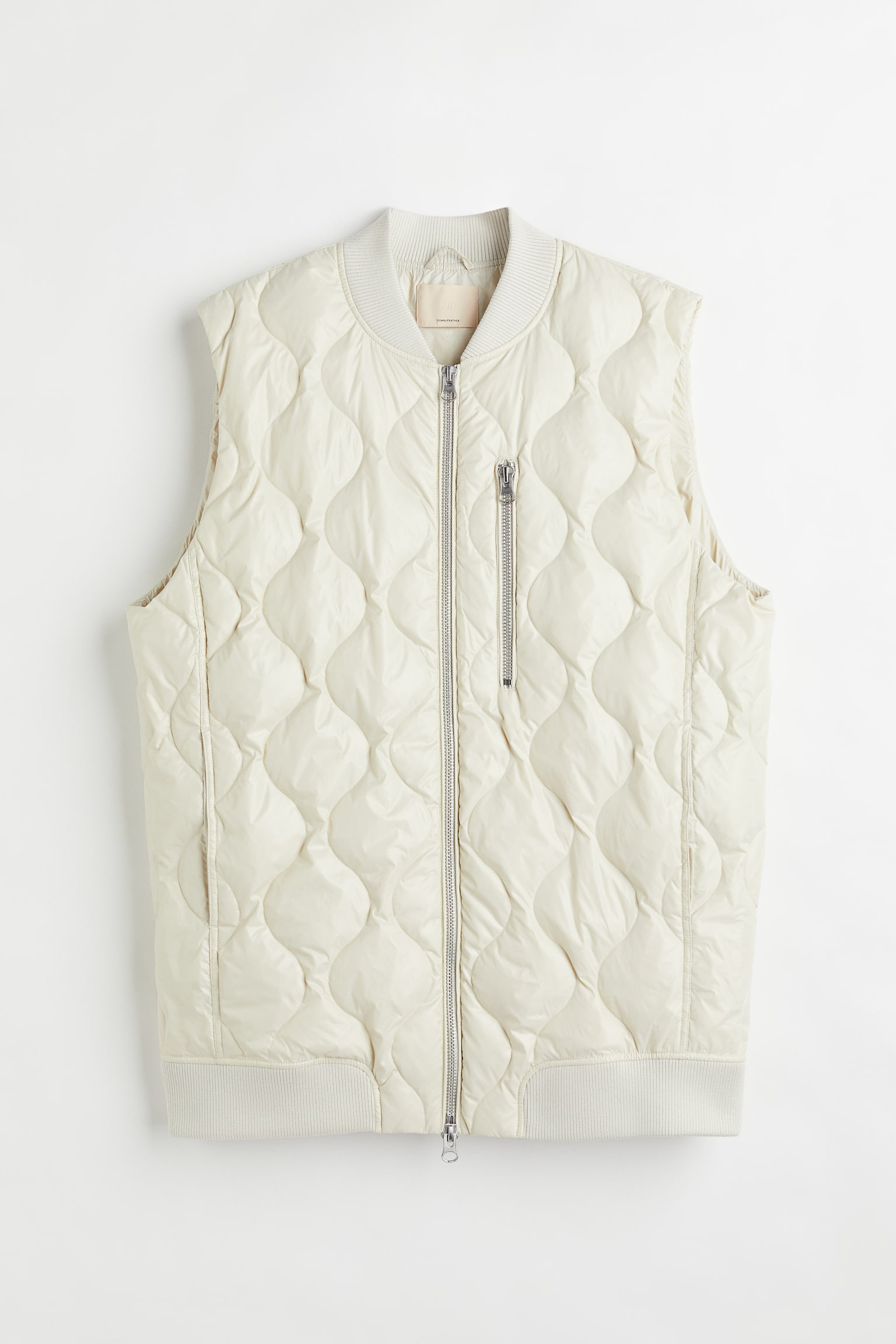 Oversized Quilted Padded Vest - White - 1