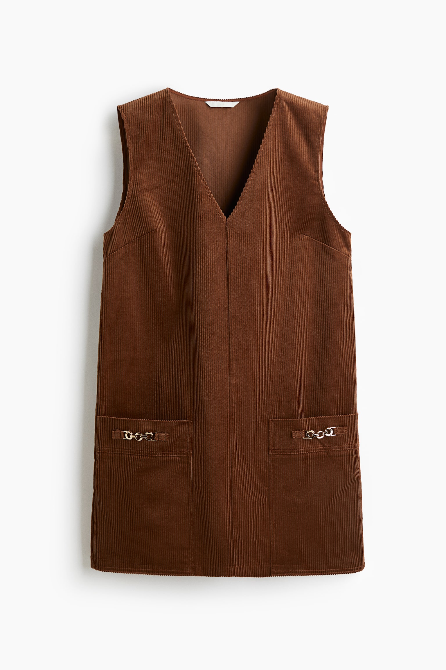 Robe droite en velours côtelé - Marron - 1