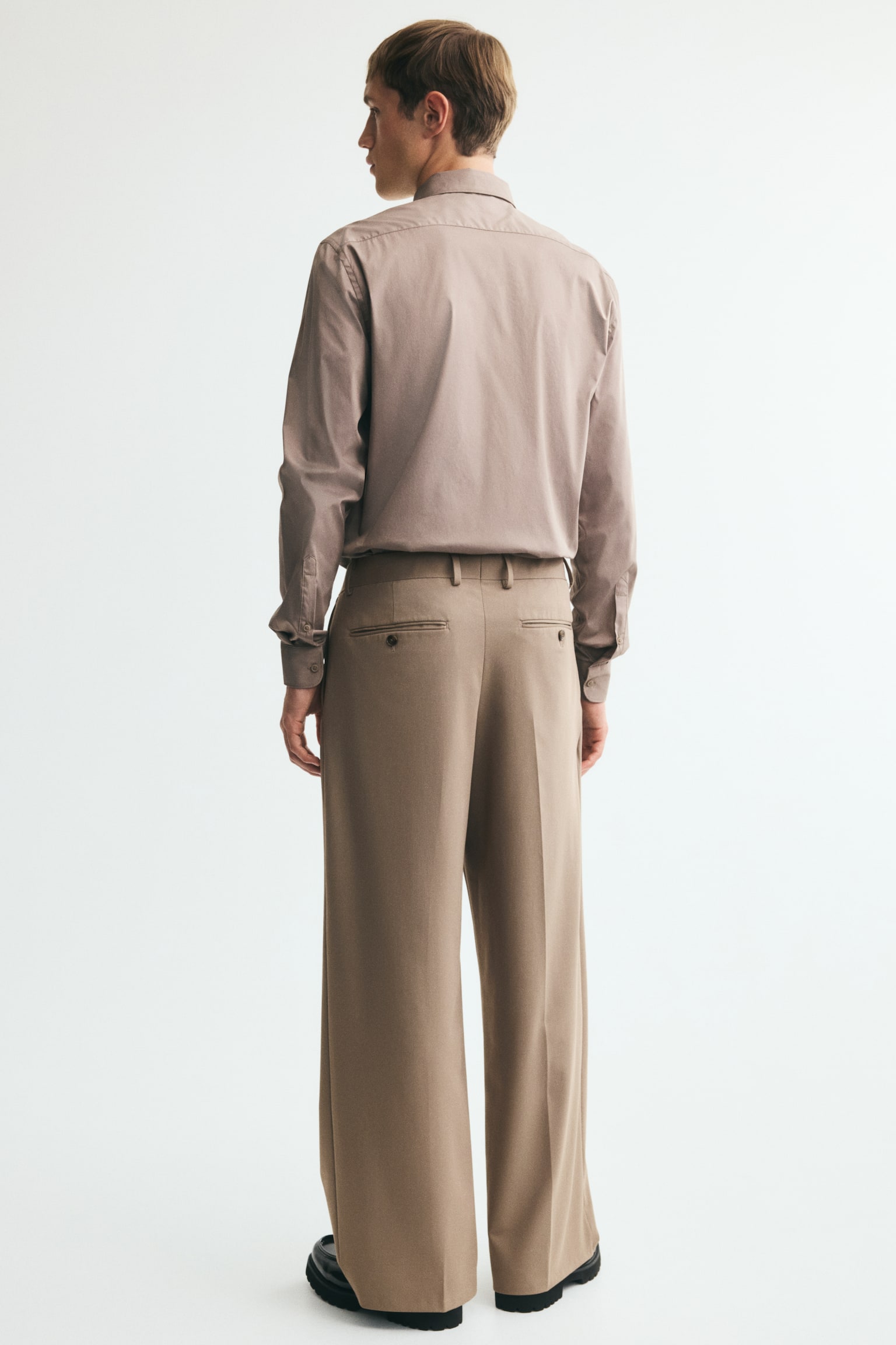 Мужские брюки H&M Loose-Fit Suit, цвет: Бежевый — фото 5