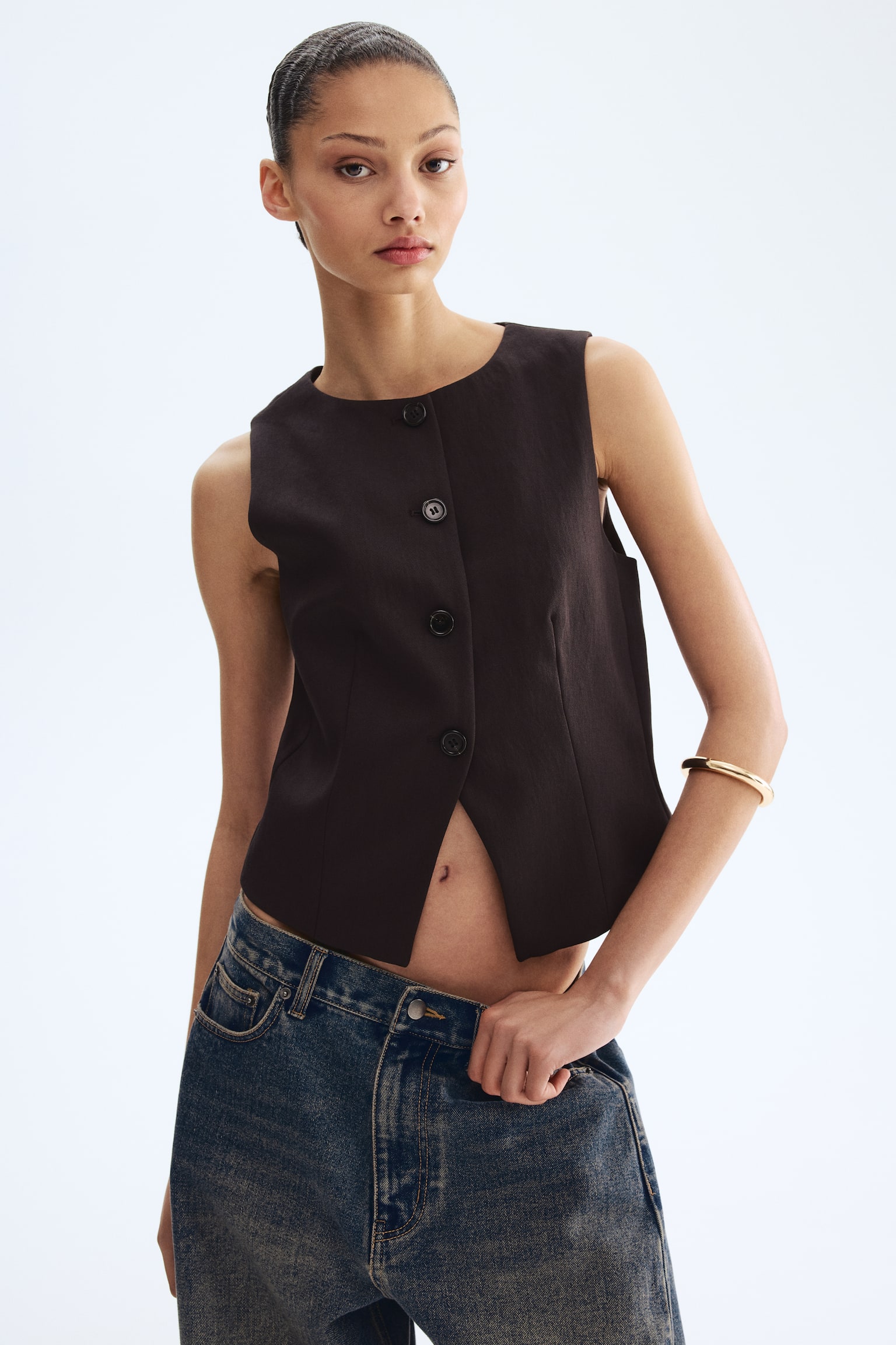 וסט - חום כהה/צהוב/בז' כהה - 6