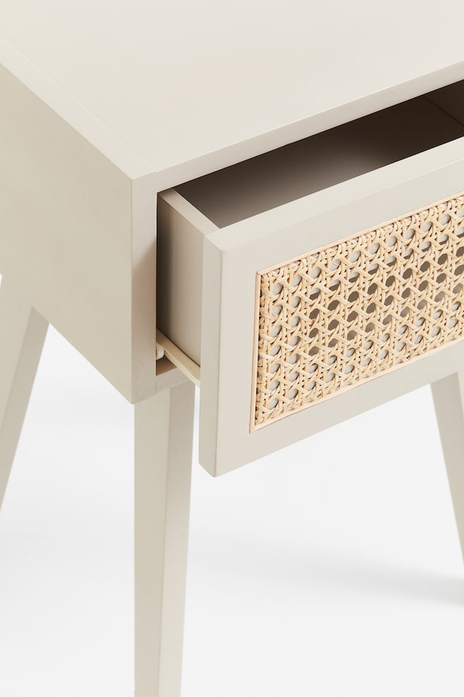 Rattan-drawer bedside table - Light beige/Rattan/Black/Rattan - 3