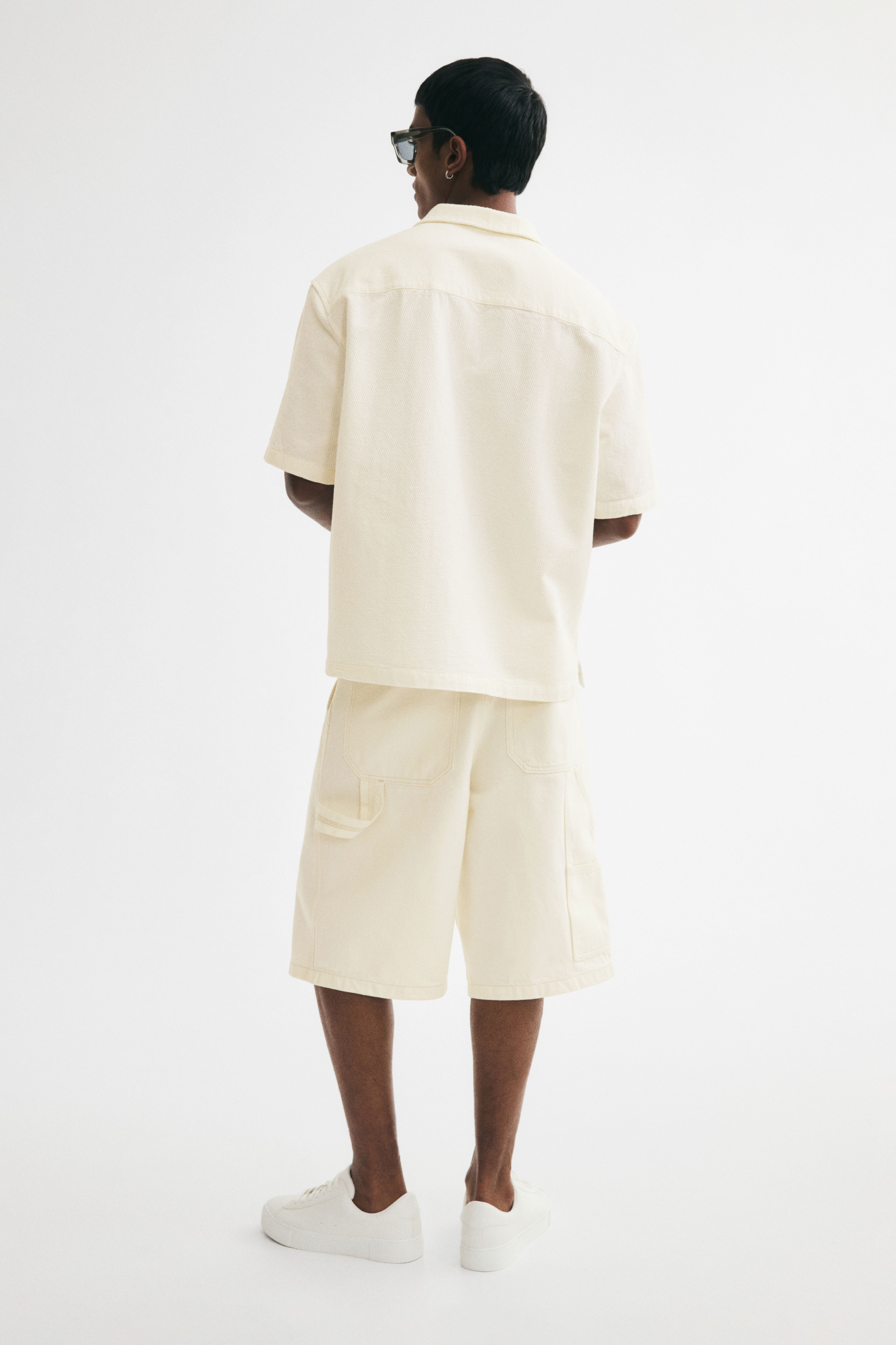 Chemise gaufrée décontractée avec col cubain
