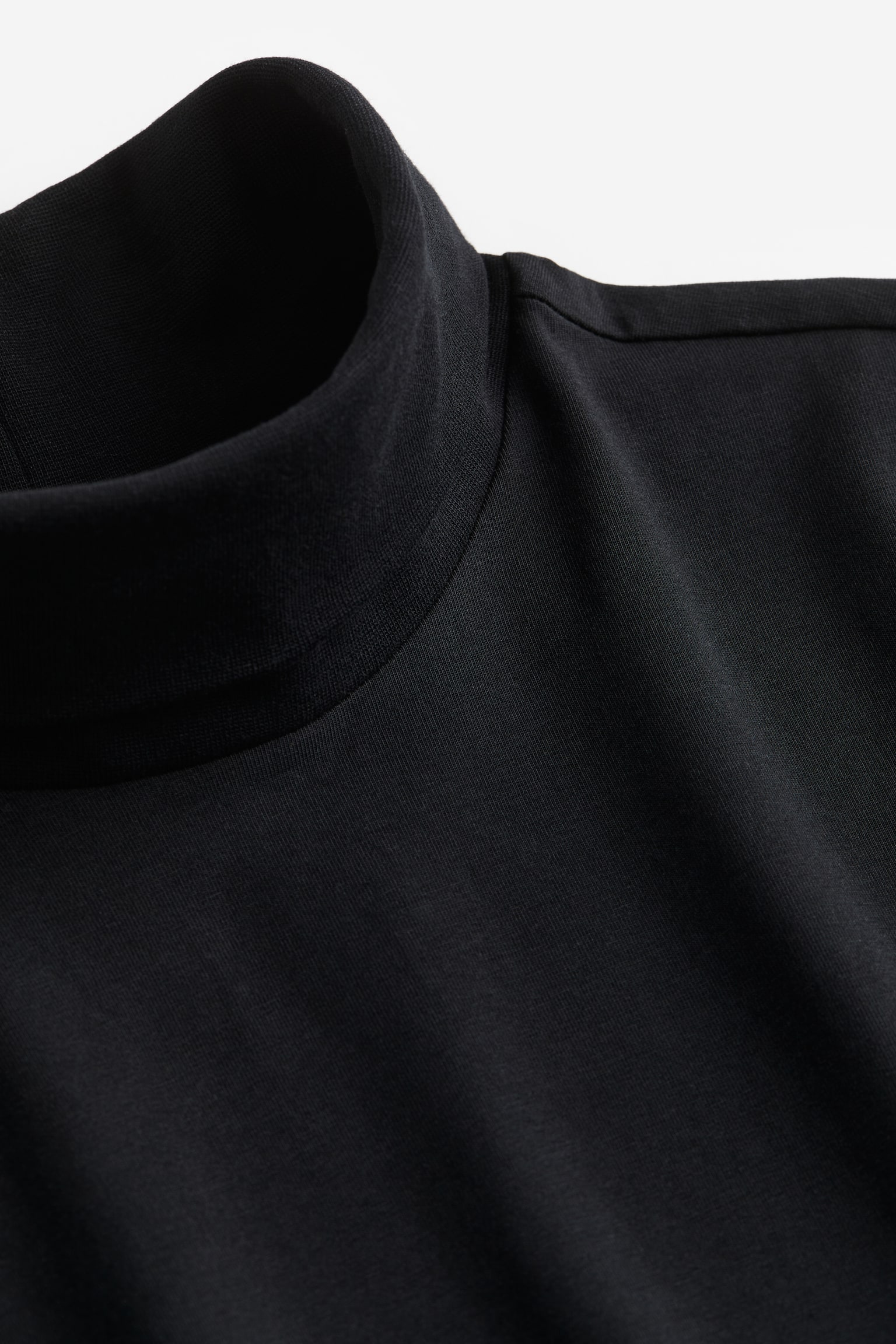 Slim Fit Cotton polo-neck top - Black - 3