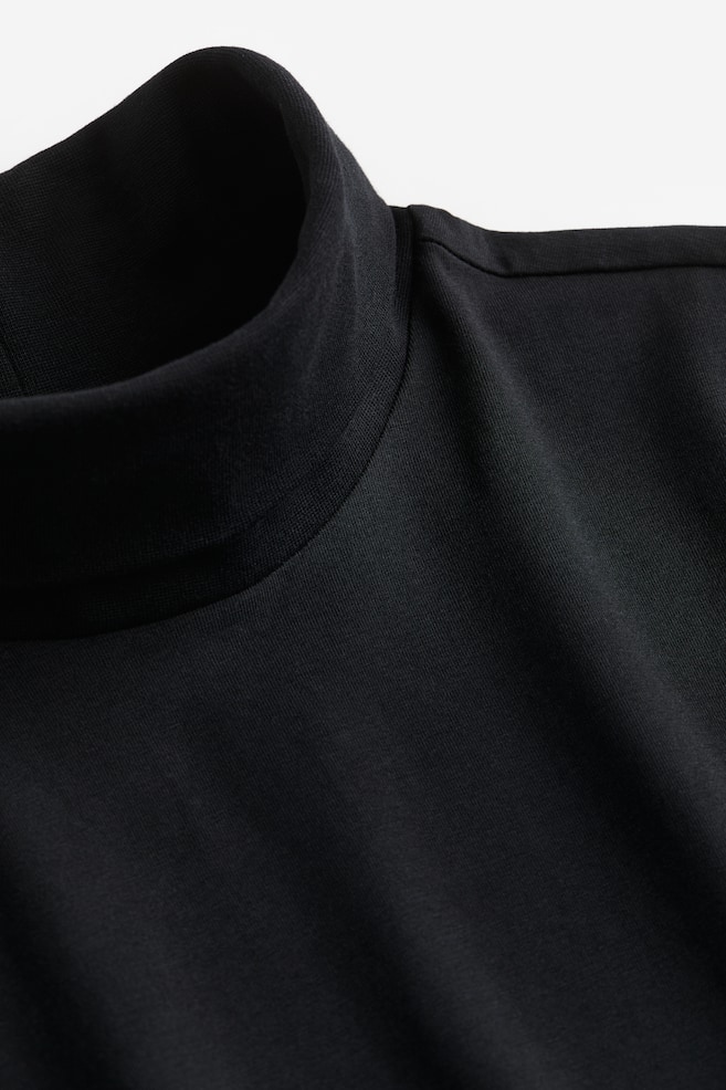 T-shirt Slim Fit en coton avec col roulé - Noir - 3