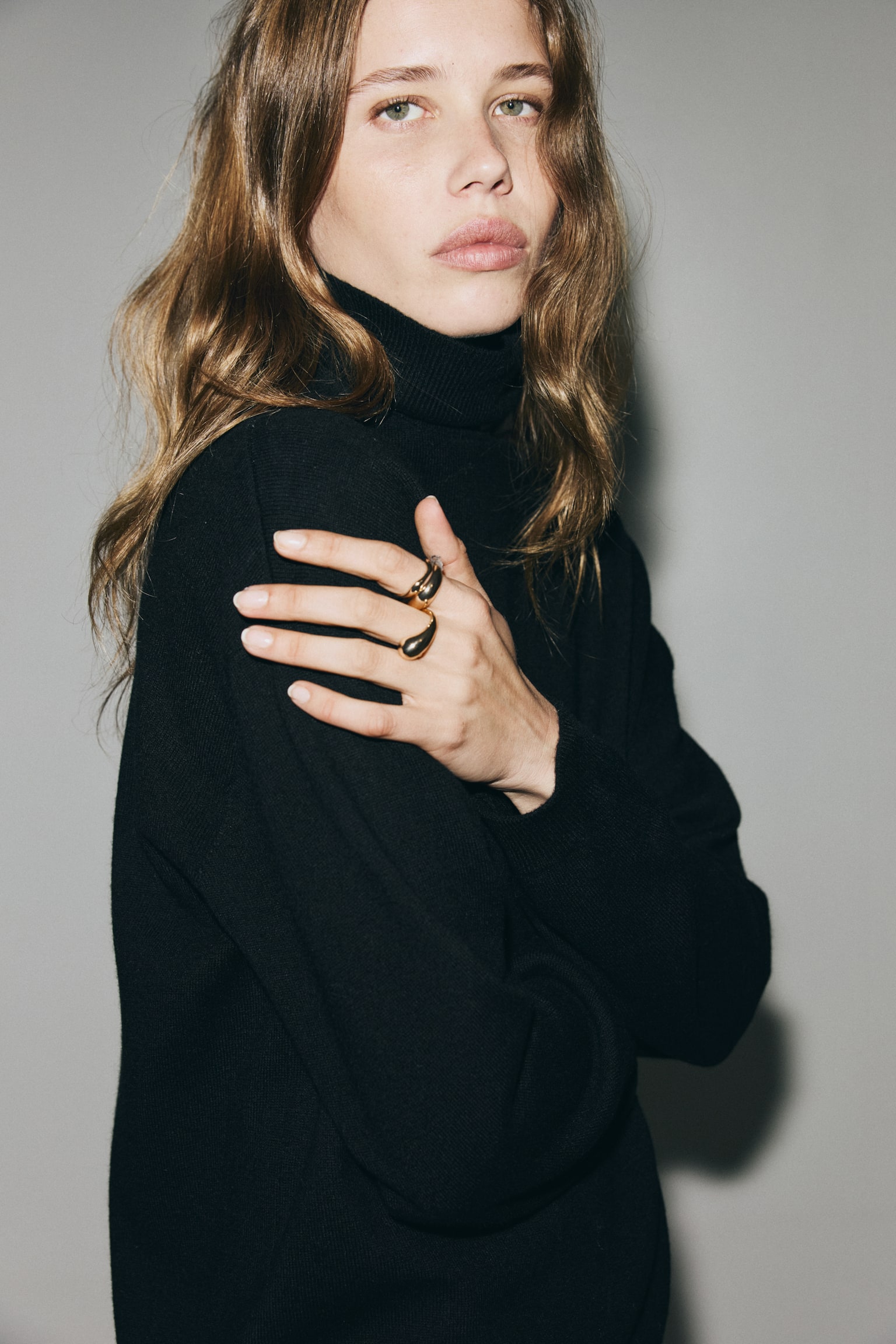 Cashmere polo-neck jumper - Black/Dark brown/Brown - 5