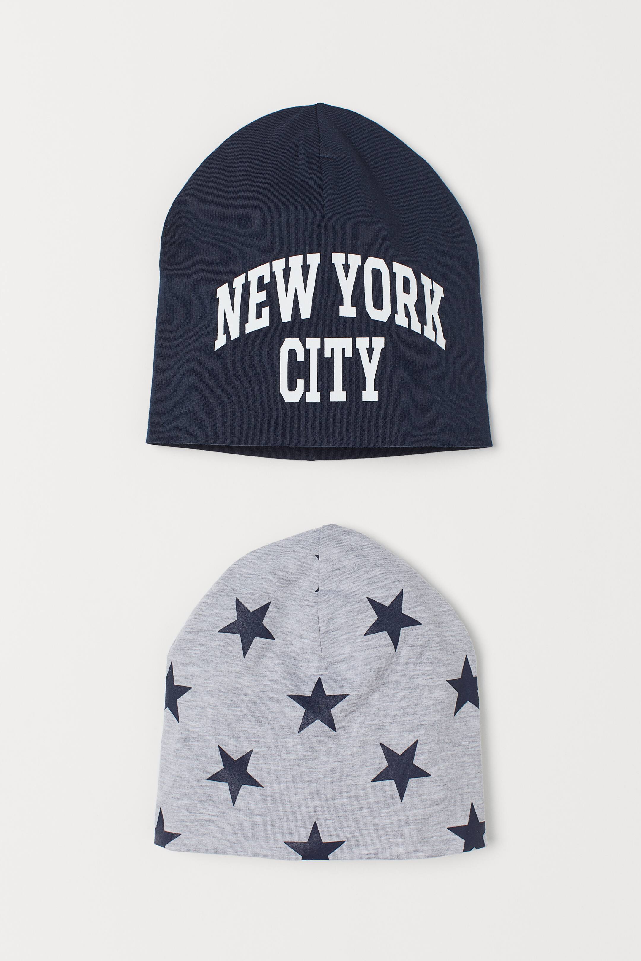 Zobacz większy obraz: Dżersejowa czapka 2-pak - Ciemnoniebieski/New York City - Dziecko | H&M PL 1