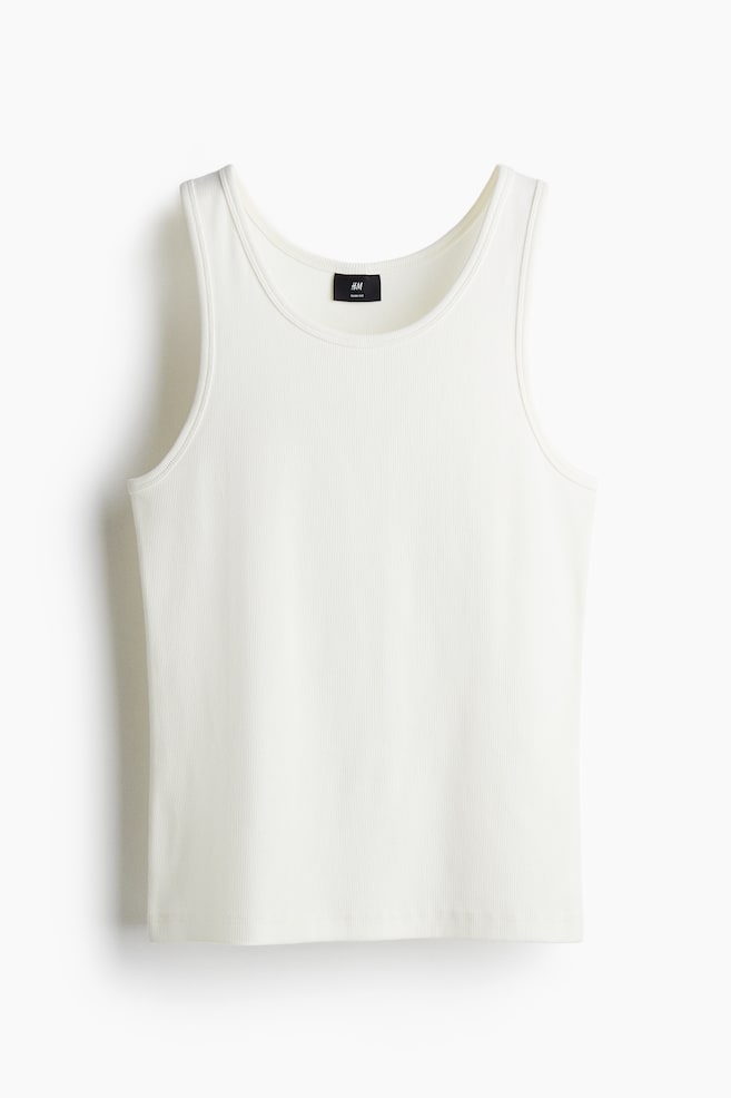 Slim Fit Ribbed Tank Top - White/Black/Beige/Beige/Black/White/Gray melange/Black/Blue - 1