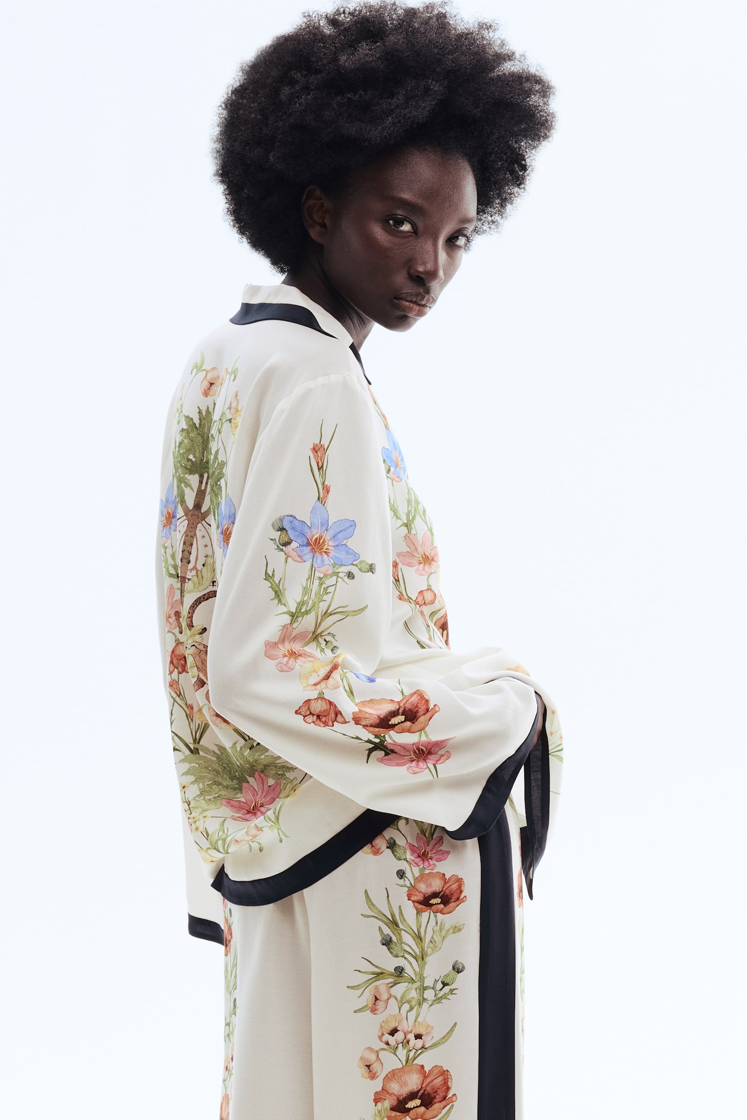 Printed Lyocell Pants - Cream/floral - 3