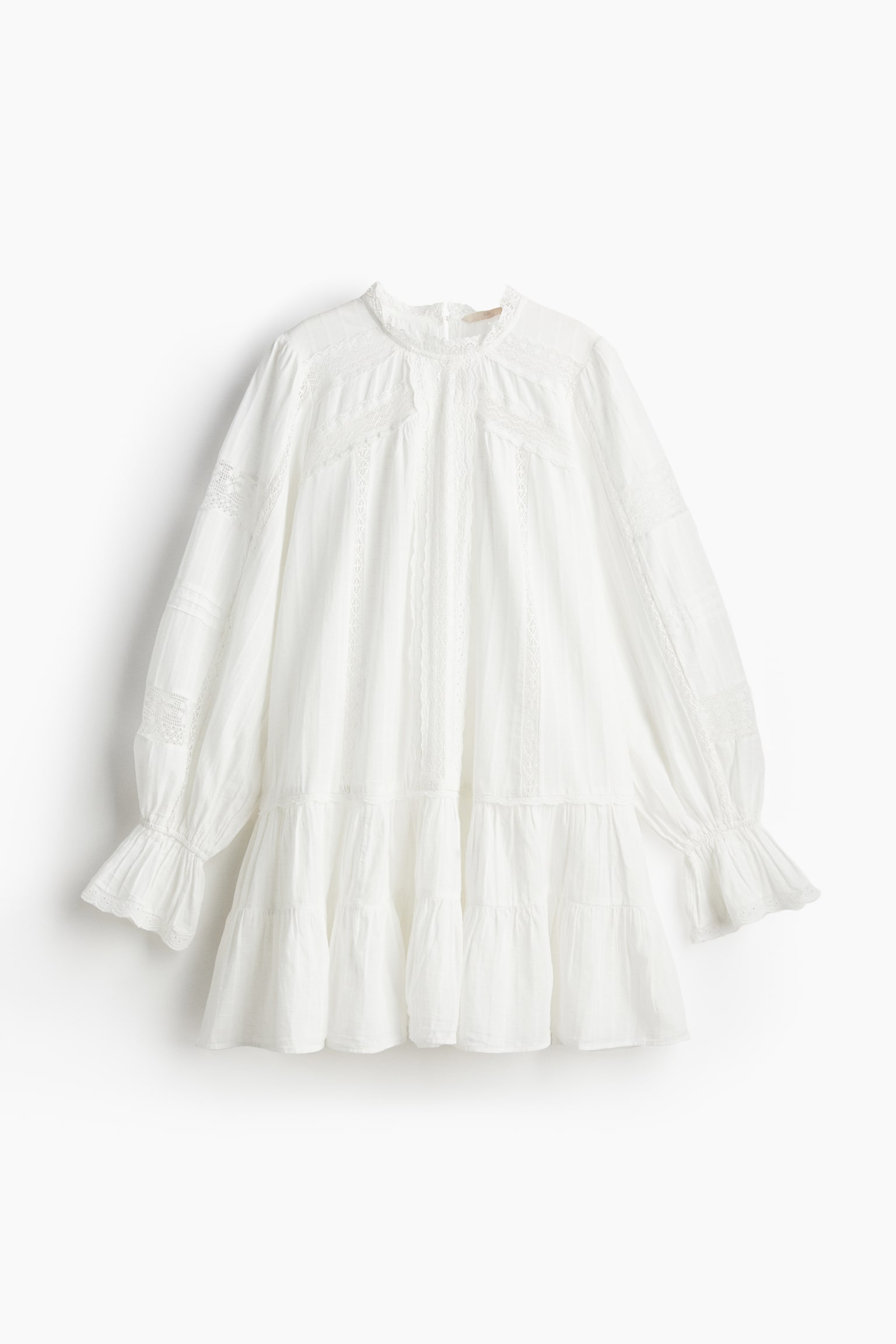 Lace-trimmed cotton dress - White/Black - 2